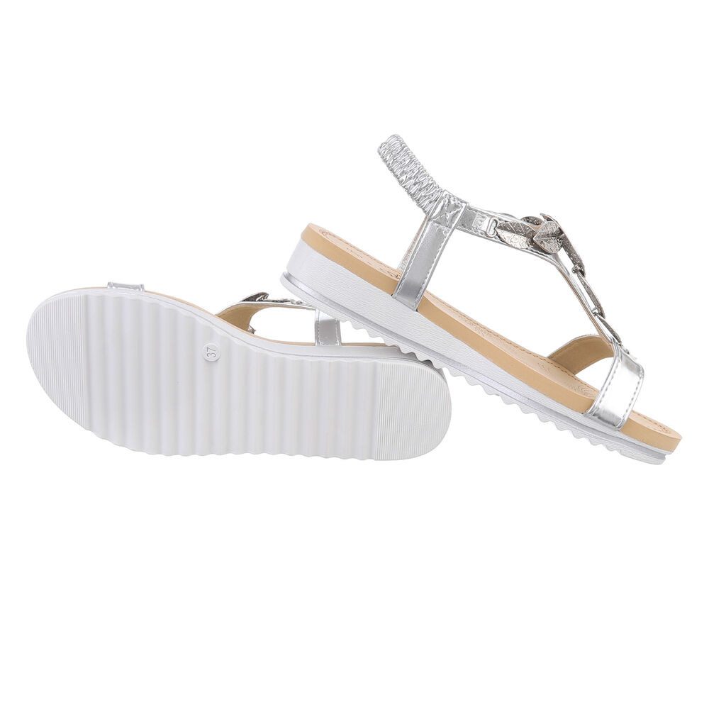 Ital-Design Damen Freizeit Riemchensandalette (86016896) Keilabsatz/Wedge Keilsandaletten in Silber – Bild 2 von 4