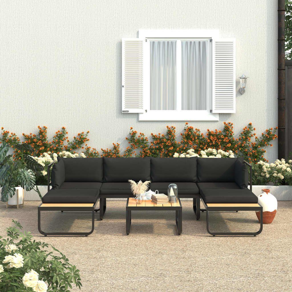 1 4-tlg. vidaXL Aluminium Garten-Ecksofa-Set WPC, Auflagen mit und Teile Loungesofa