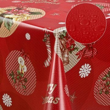 laro Tischdecke Wachstuch-Tischdecken Abwaschbar Weihnachtsglocke Stern rechteckig