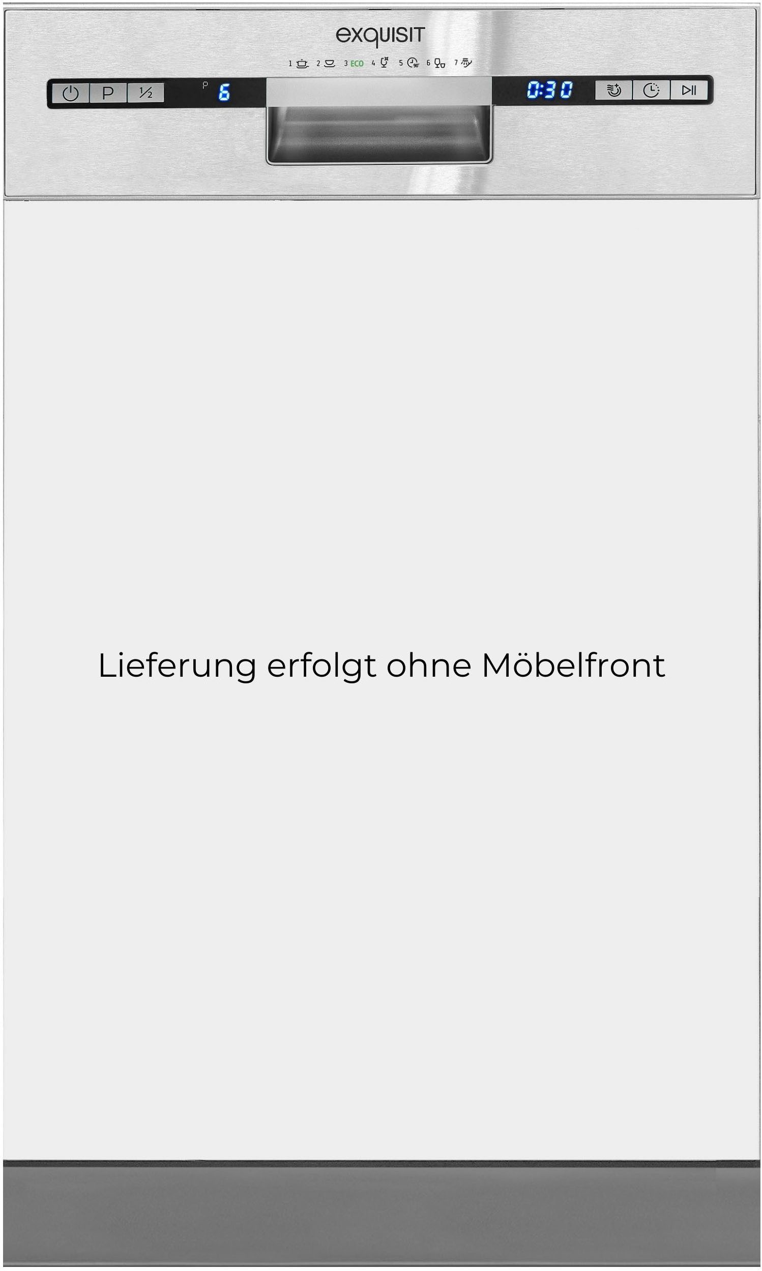 exquisit teilintegrierbarer Geschirrspüler EGSP2109-EB-030E, 9 Maßgedecke, Kompakt und ideal für kleine, schmale Nischen, kleine(Single)Haushalte