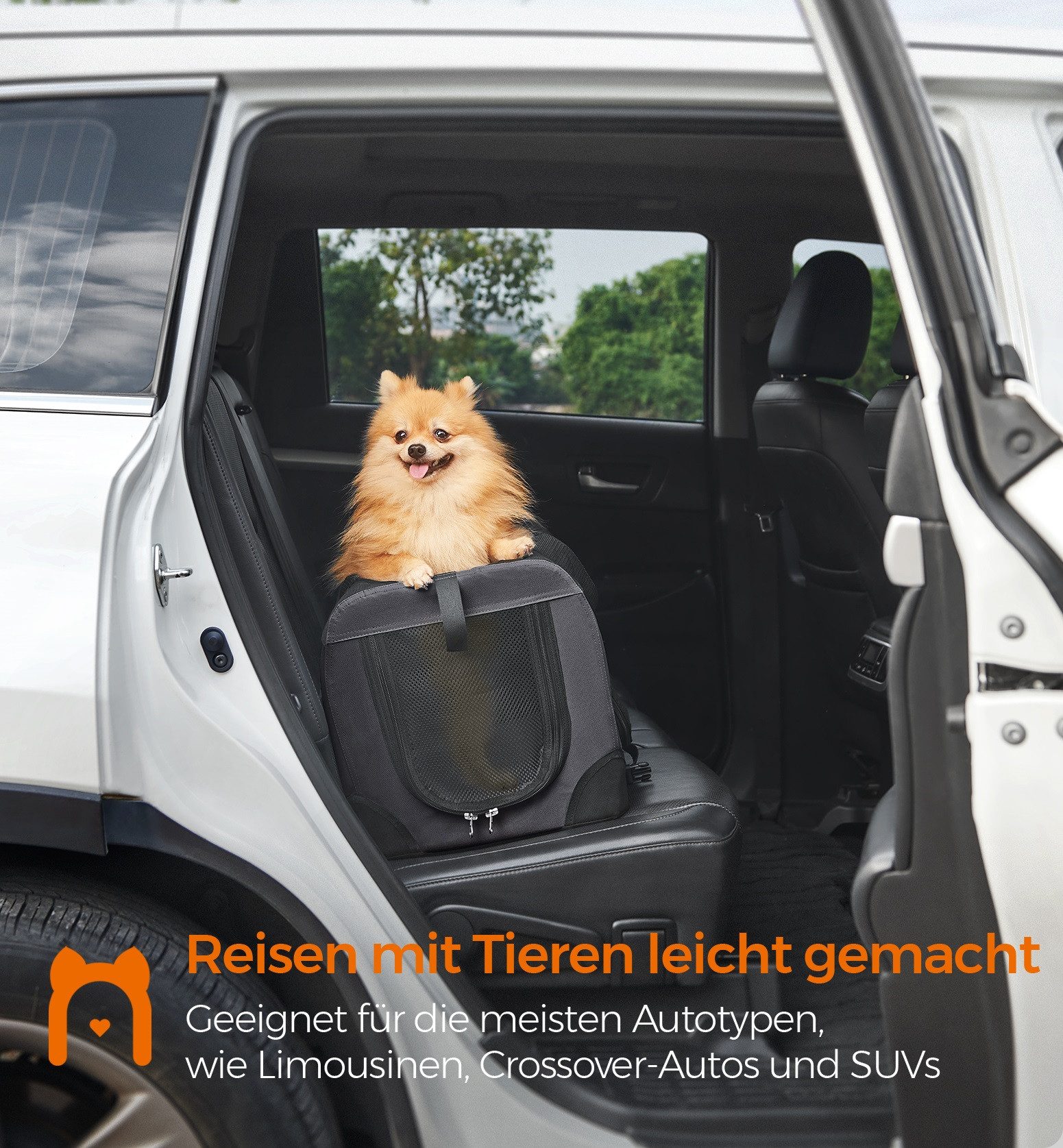 FEANDREA Tiertransporttasche Hundebox faltbar, Transportbox Hund, Hundetasche, mit Griffen, Taschen, S, Oxford-Gewebe, atmungsaktiv tragbar transportabel, 50 x 35 x 35 cm