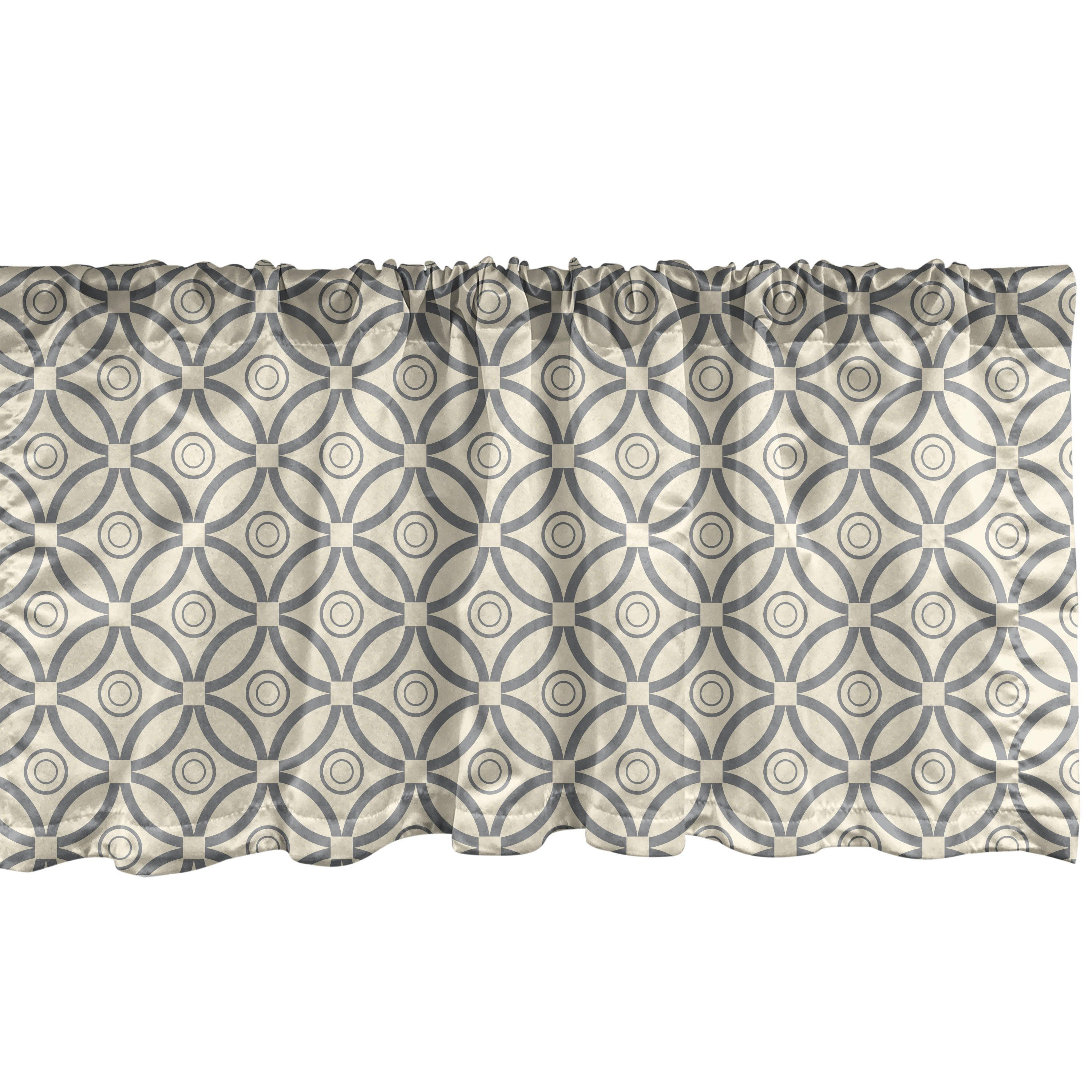 Scheibengardine Vorhang Volant für Küche Schlafzimmer Dekor mit Stangentasche, Abakuhaus, Microfaser, Kreise Primitive Gitterwerk