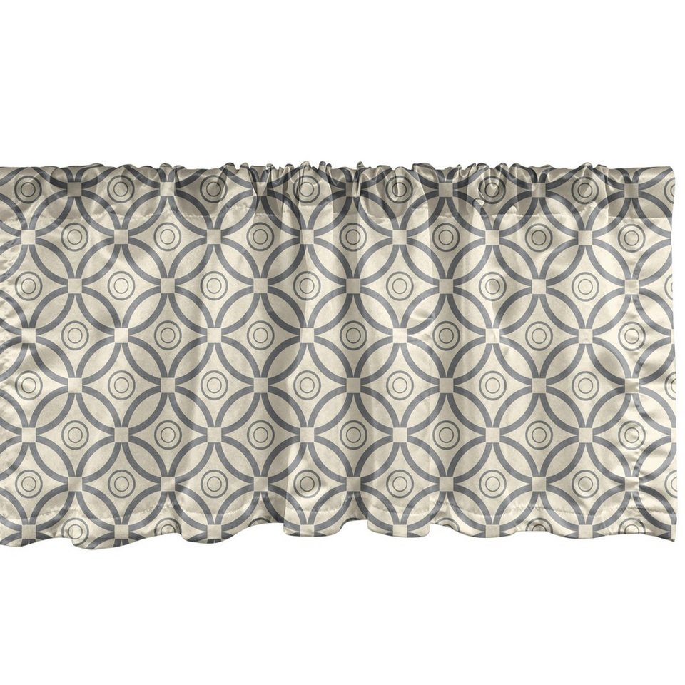 Scheibengardine Vorhang Volant für Küche Schlafzimmer Dekor mit  Stangentasche, Abakuhaus, Microfaser, Kreise Primitive Gitterwerk