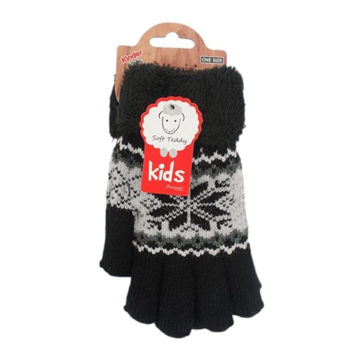 Antonio Strickhandschuhe Kinderhandschuhe mit Soft Teddy » Fingerhandschuhe Angori (Kein Set, 2-St., 1 Paar Handschuhe) » gefütterte Kinder Handschuhe » Strickhandschuhe mit Norweger Stern