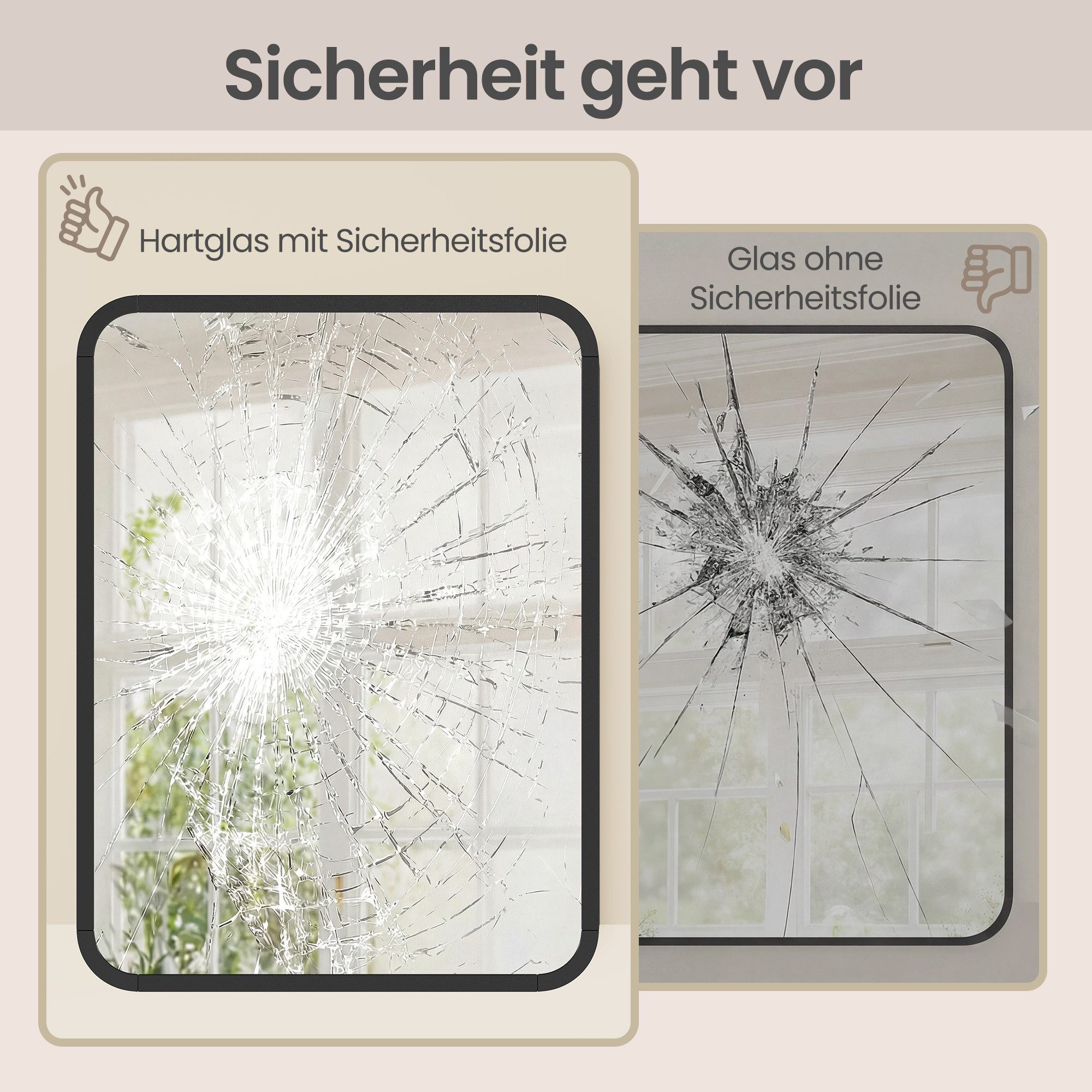 SONGMICS Standspiegel 2 Aufhängemöglichkeiten, Spiegel für Bad mit Sicherheitsfolie, Badspiegel, Wandspiegel, Rechteckiger Spiegel, Aluminiumrahmen – Bild 4 von 5