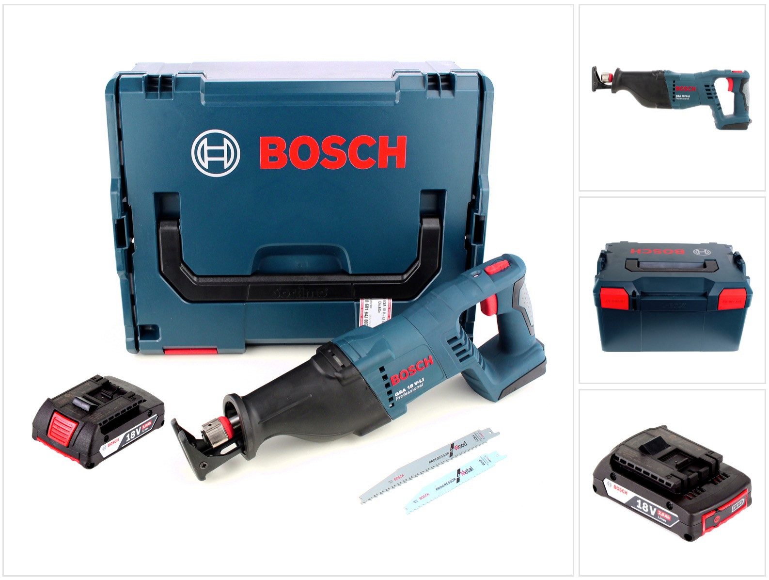 Bosch Professional Akku-Reciprosäge GSA 18 V-LI Akku Säbelsäge 18V + 1x Akku 2,0Ah + L-Boxx
