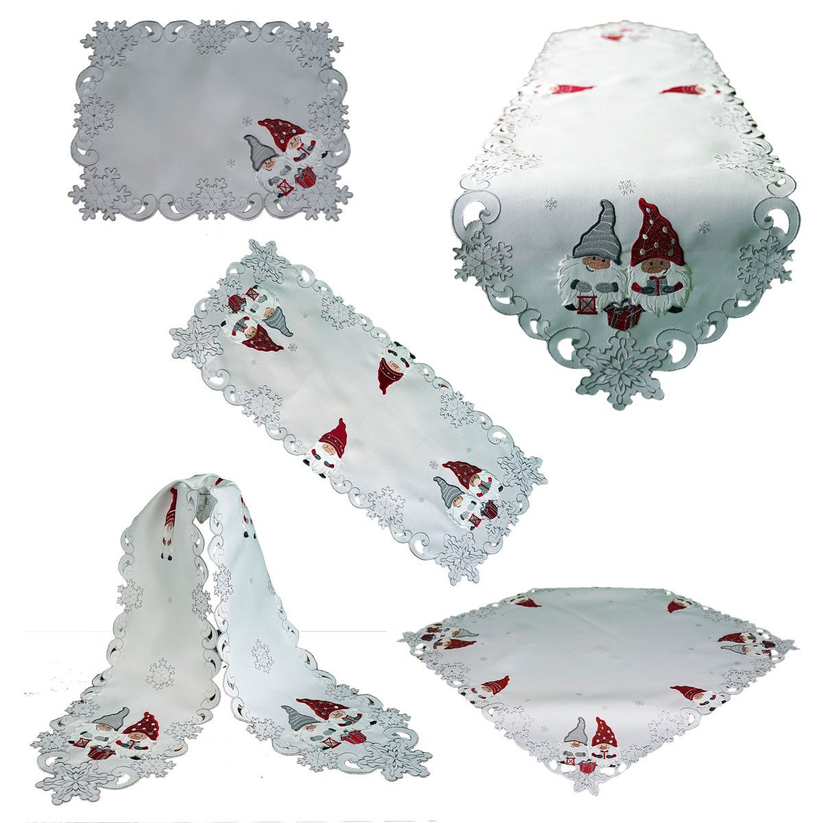 texpot Tischdecke Tischläufer Stickerei Wichtel Winter Weihnachten (1-tlg) günstig online kaufen