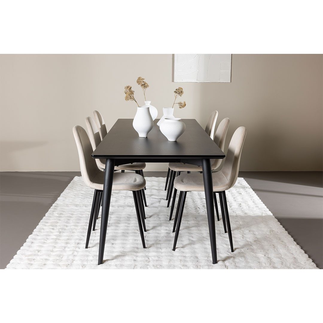 ebuy24 Essgruppe Ellis Essgruppe Tisch 85x230cm und 6 Velours Stühl
