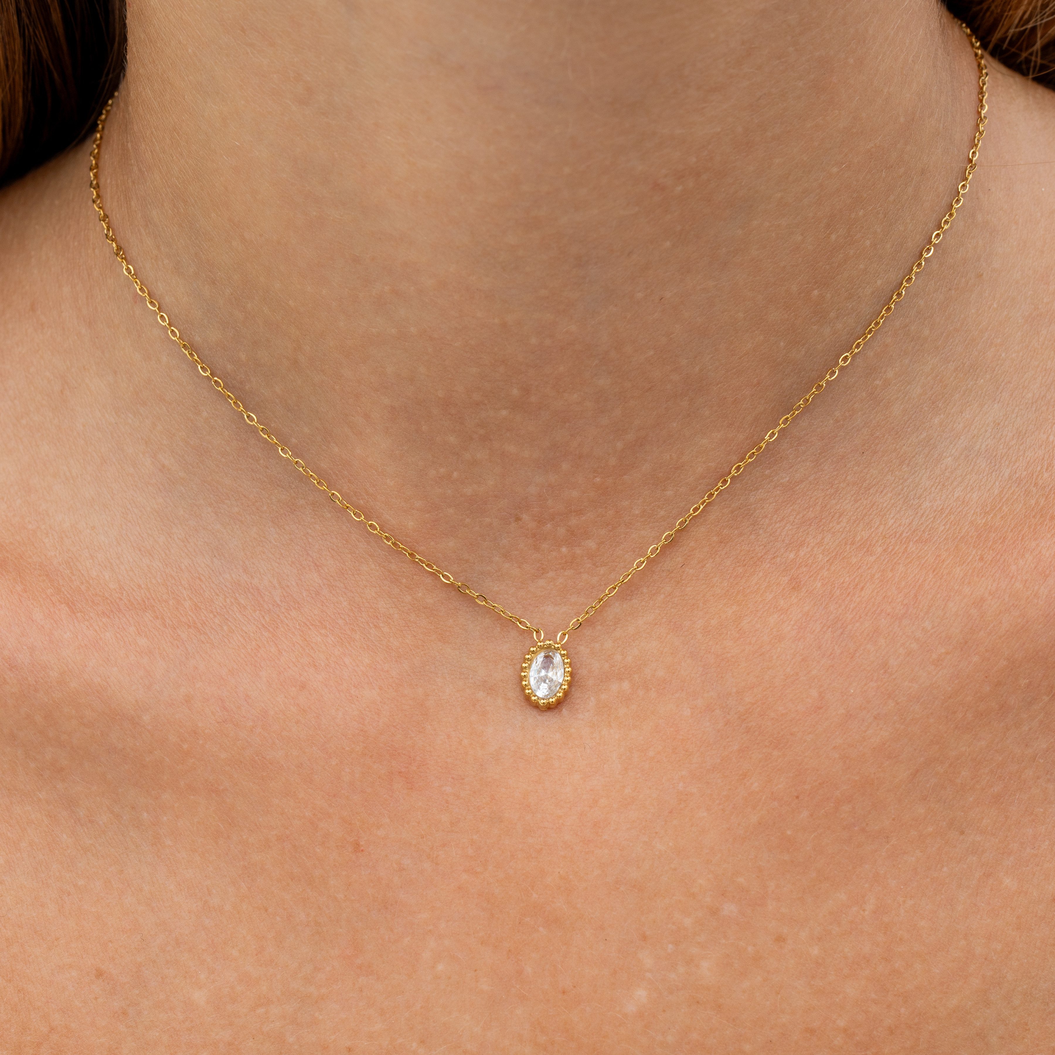 Made by Nami Charm-Kette Damen Halskette goldfarben mit Edelsteinanhänger v günstig online kaufen