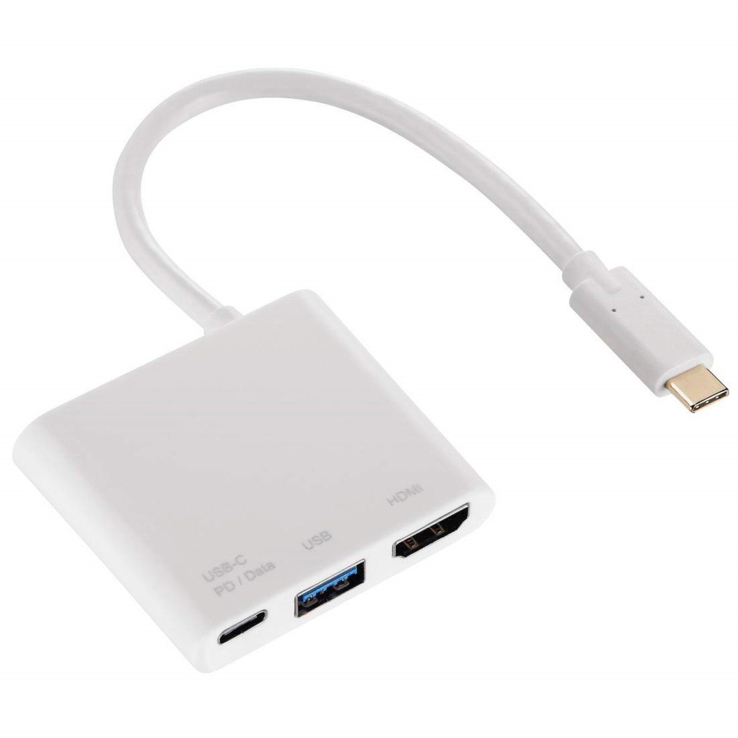 USB-C USB-Hub 1:3 + HDMI auf USB Adapter Weiß USB-Kabel