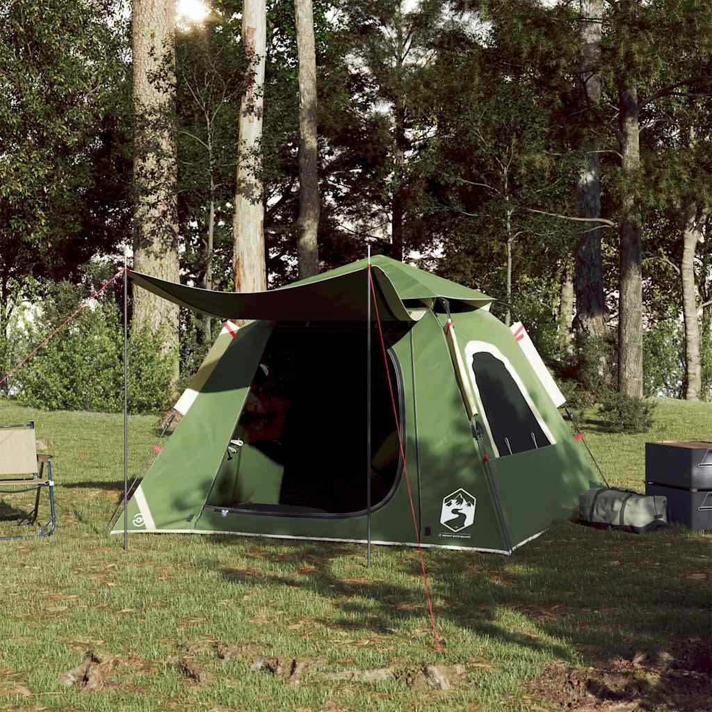 furnicato Faltzelt Campingzelt Kuppel 210x210x140 cm Grün, (1 tlg), Familienzelt für 4 Personen mit E-Anschluss und Quick-Release-System