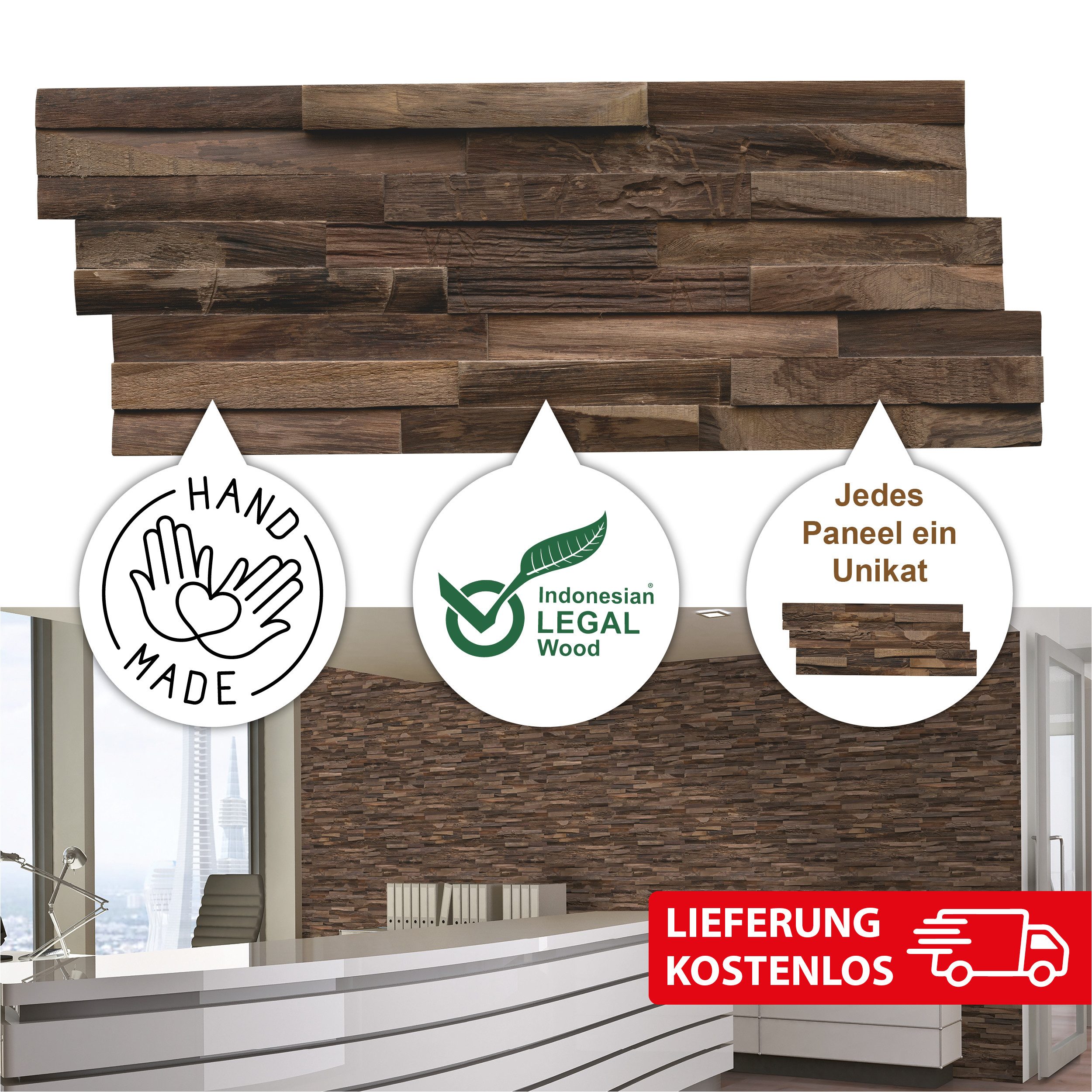 INDO 3D Wandpaneel Teak Elegance, BxL: günstig online kaufen