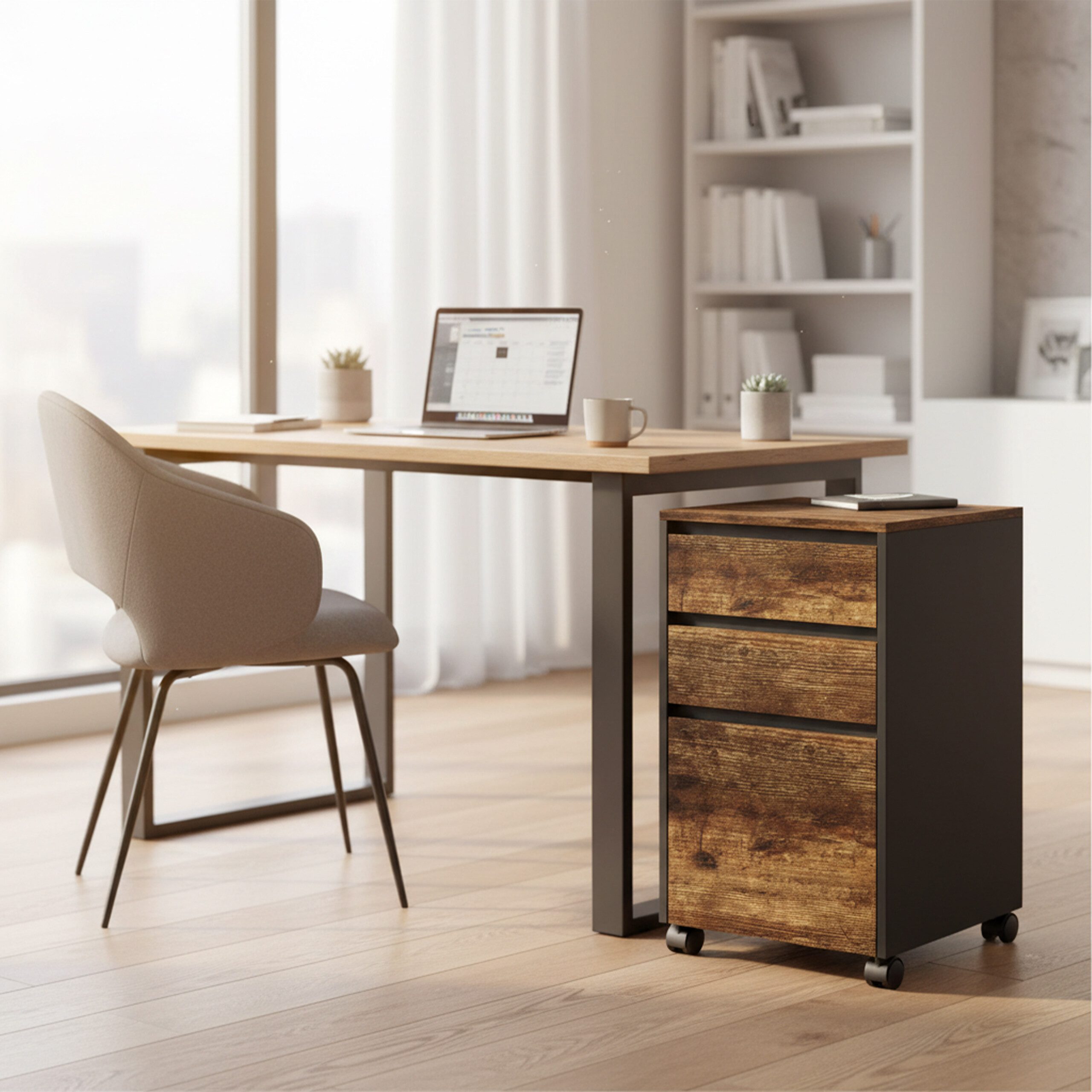 relaxdays Rollcontainer mit 3 Schublade, Industrial-Schwarz günstig online kaufen