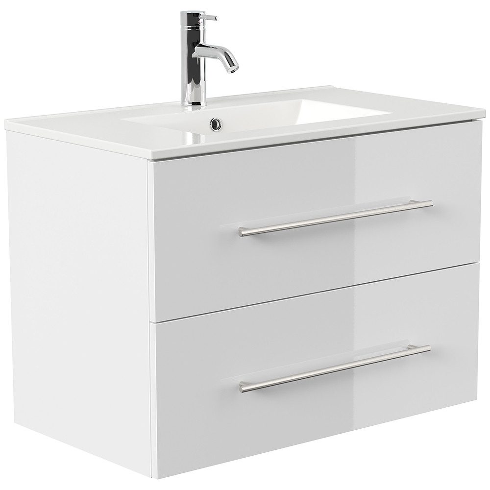 Lomadox Waschtisch HARLINGEN-02, 80cm breit, Keramikwaschbecken, weiß Hochg günstig online kaufen