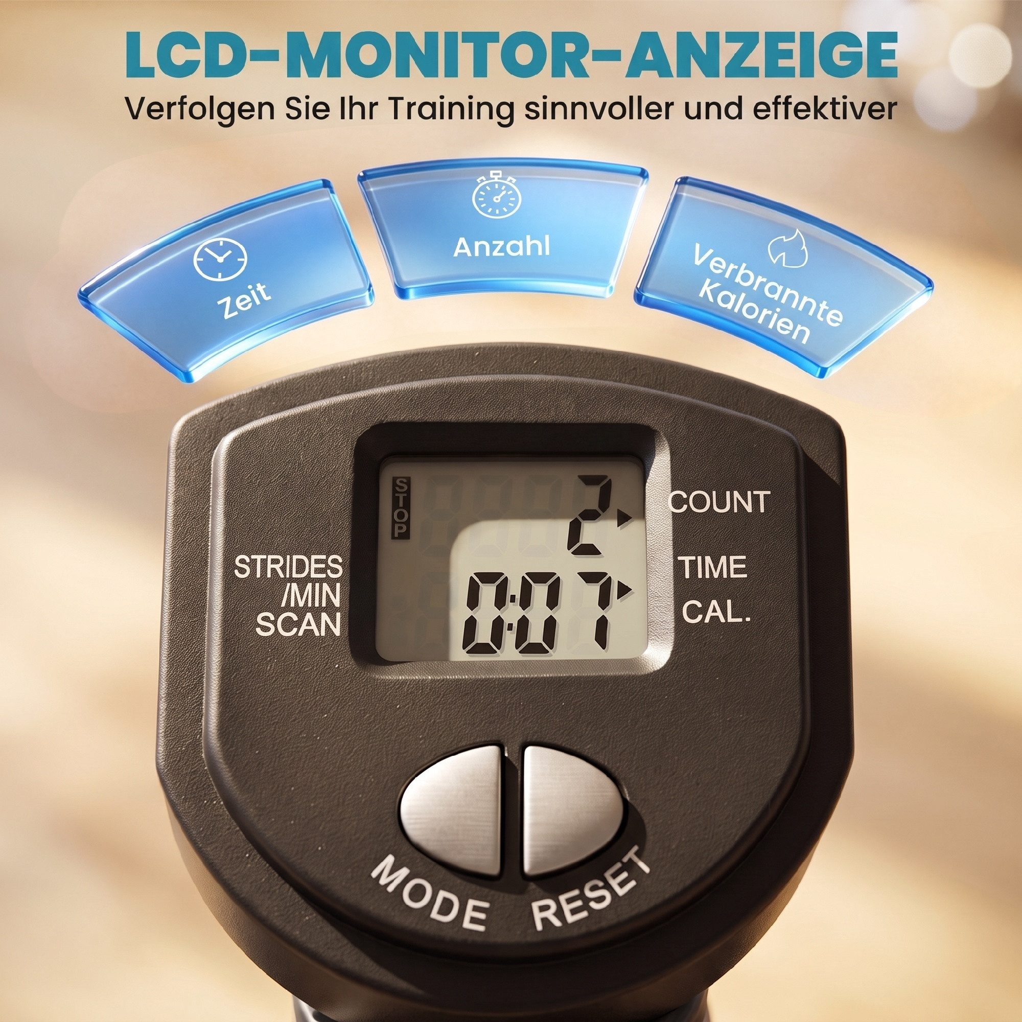 HOMCOM Stepper mit LCD-Bildschirm (Hometrainer für Zuhause, 1-tlg., Fitness Heimtrainer), höhenverstellbar, Weiß+Grau – Bild 5 von 5
