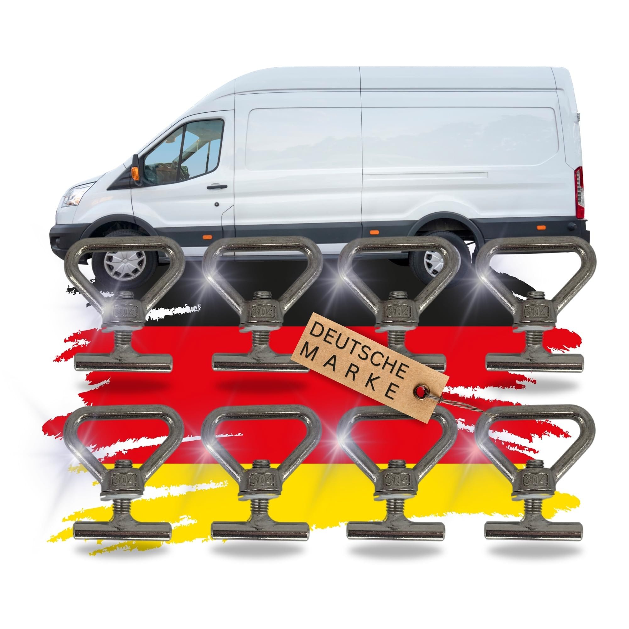 TronicXL Öse 8 Zurrösen für Mercedes Benz Vito V-Klasse W447 Viano W639 Schiene (Schienensstem, 8-St., Kofferraum Schrauben), Ladungssicherung Zubehör Innenraum