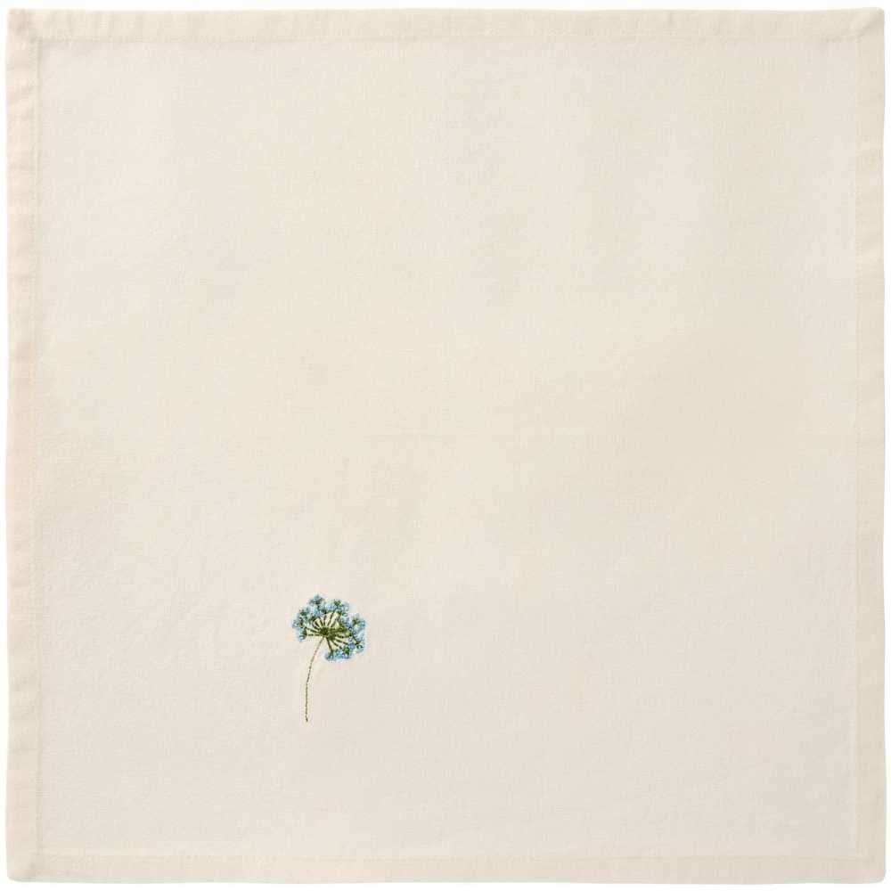 Ib Laursen Stoffserviette IB Laursen Stoffserviette SUMMER VIBES Creme Weiß mit DOLDENBLUME