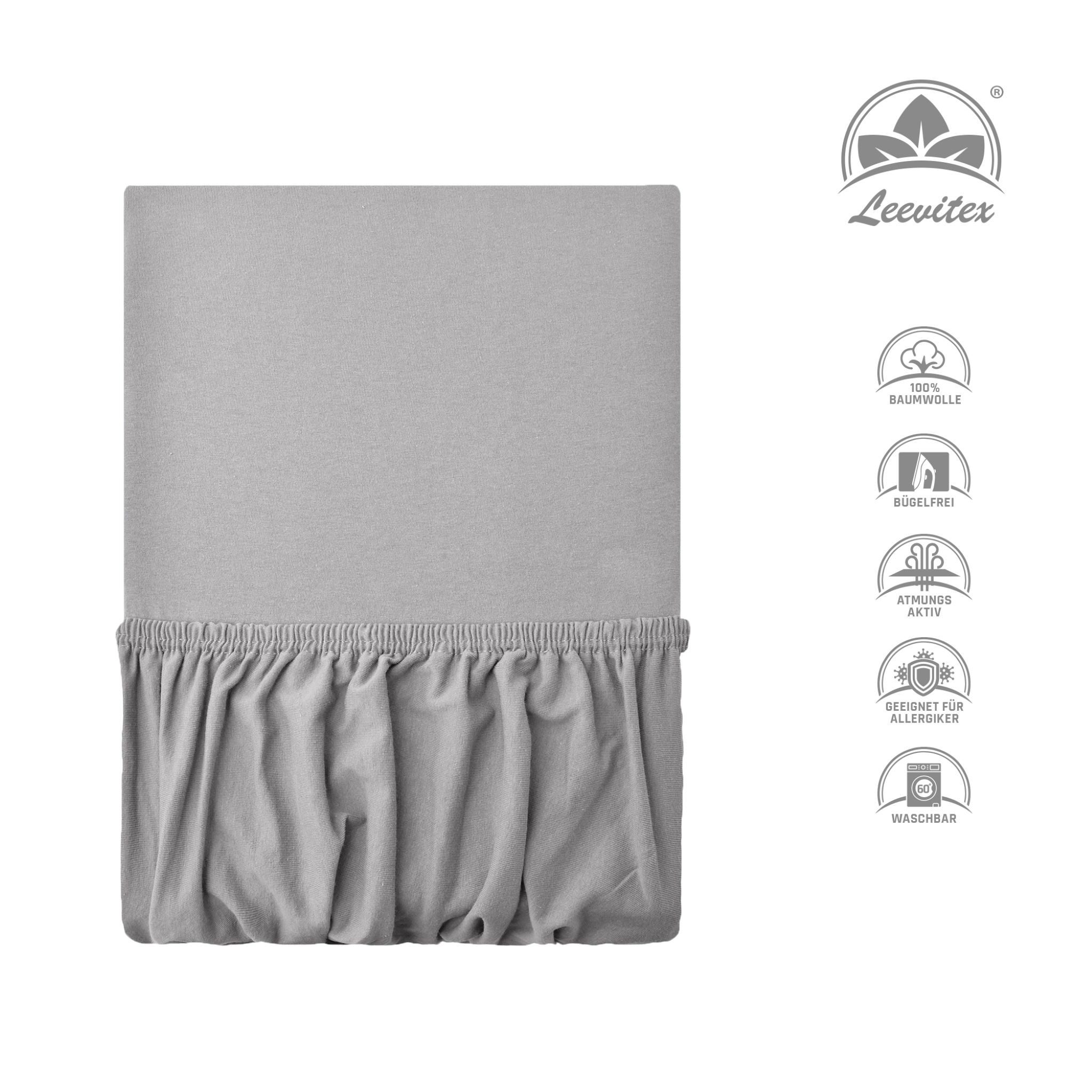 leevitex® Spannbettlaken für Topper – weich, anschmiegsam, pflegeleicht & ideal zum Wohlfühlen, Jersey, Gummizug: rundum, (1 Stück), 100 % Jersey Baumwolle, 18  – Bild 5 von 5