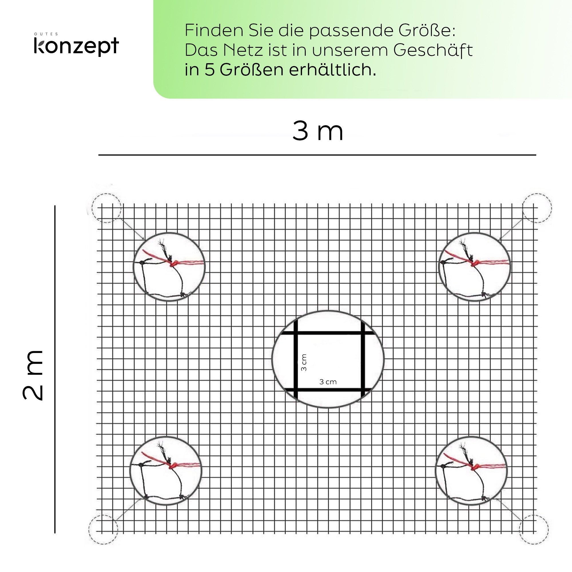KONZEPT Tiersicherheitsnetz für Katzen, Balkonnetz ohne Bohren, 3 x 3 cm Maschenweite, Bissfest, Kratzfest, Reißfest, Wetterbeständig – Bild 3 von 5