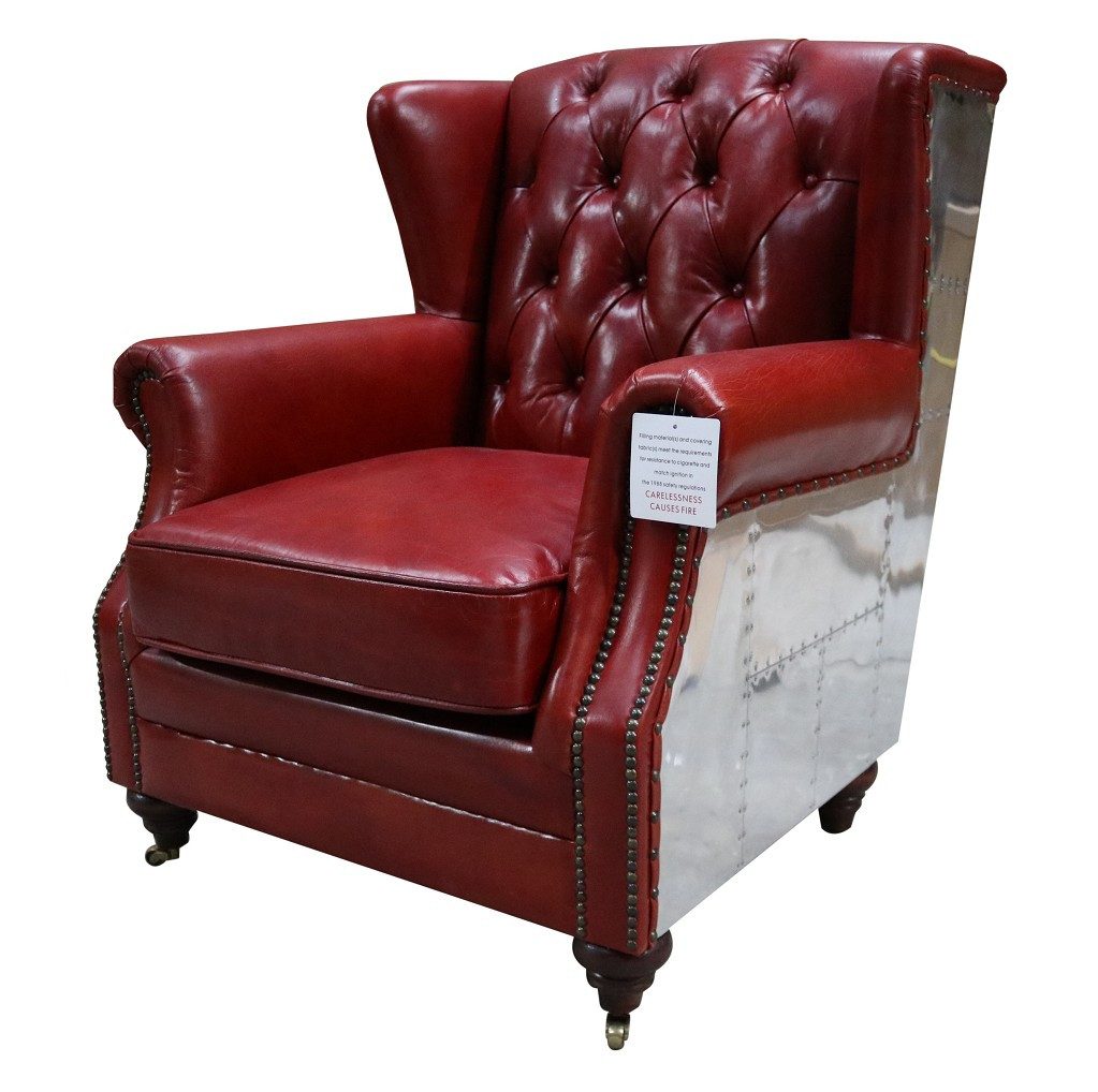 Xlmoebel Ohrensessel Vintage Chesterfield Ledersessel in Braun mit hoher Lehne (Ohrensessel), Hergestellt in Europa