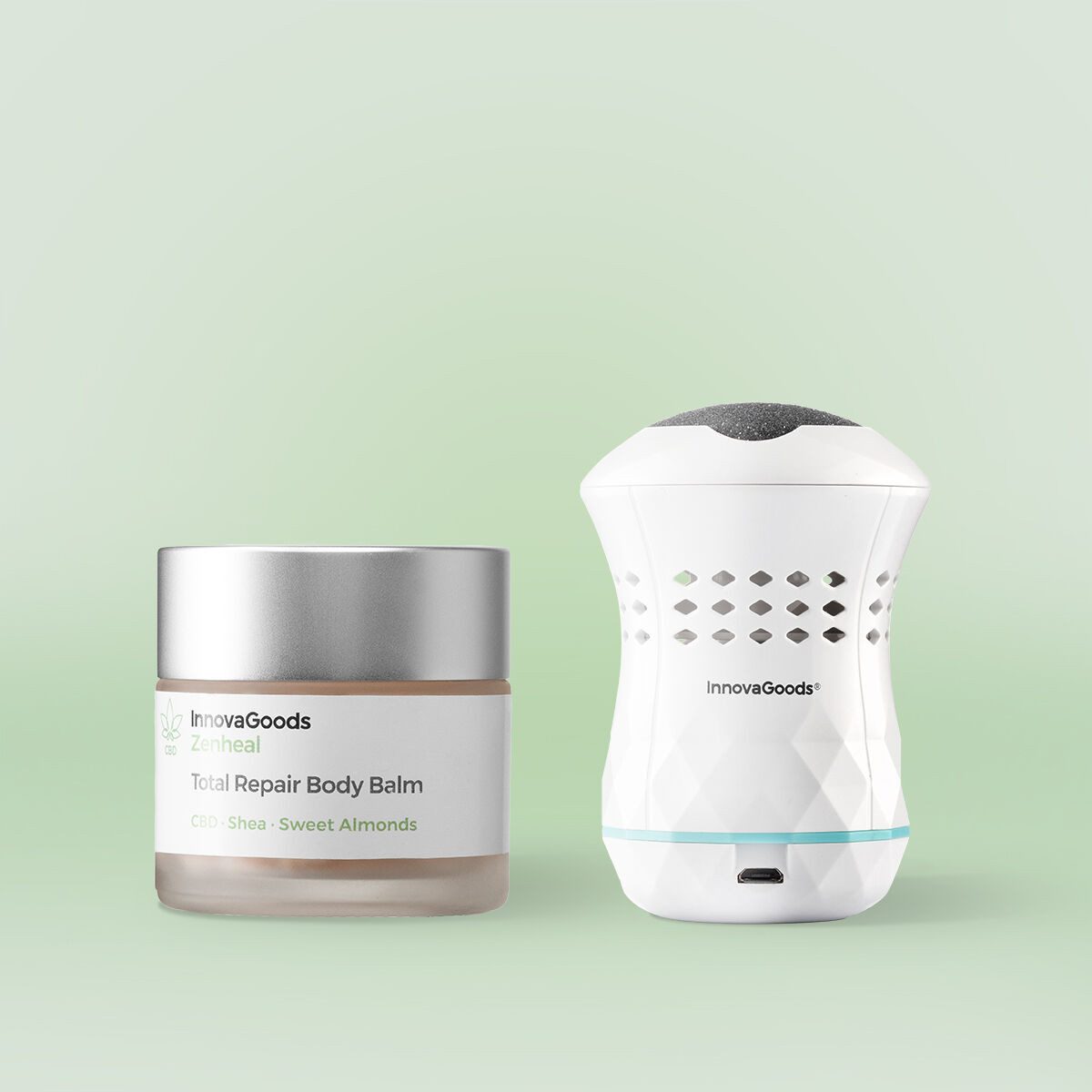 InnovaGoods Massagegerät Fußpflegeset Körpercreme Pediküre Feile CBD InnovaGoods