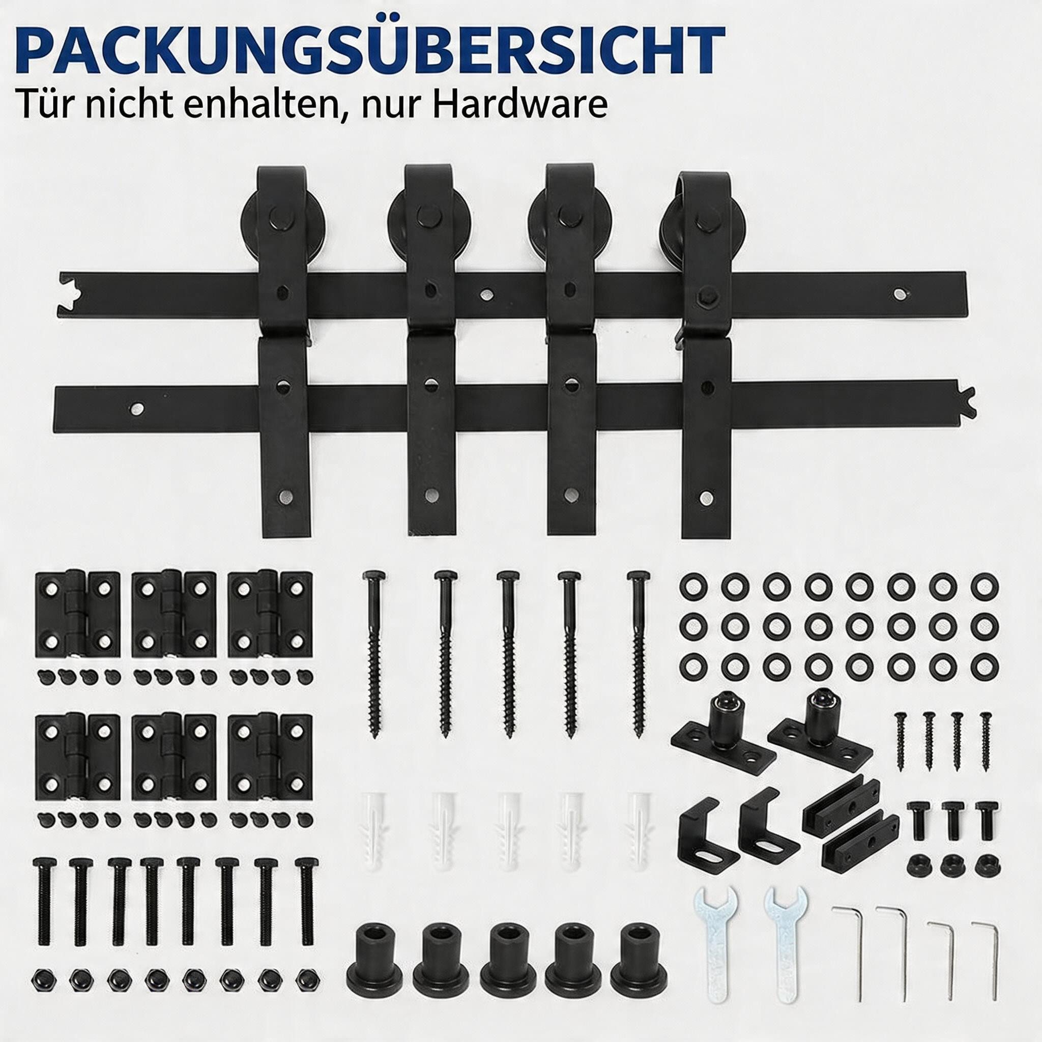 GarveeMore Schiebetür 182 cm Schiebetürsystem, Laufschiene