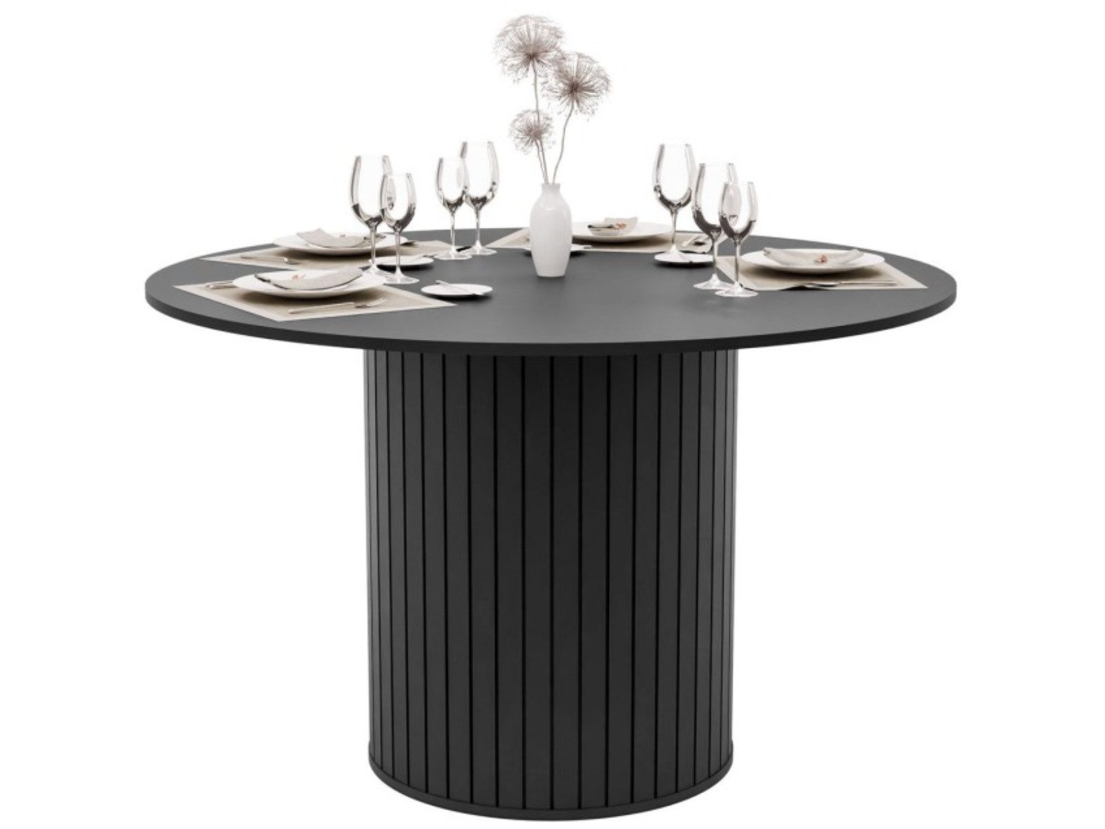yourhouse24 Esstisch Rund Ø 120 cm LINNEA – Säulentisch in Lamellen-Optik – Modernes Design (1x Tisch), Modernes Design mit Rillenstruktur