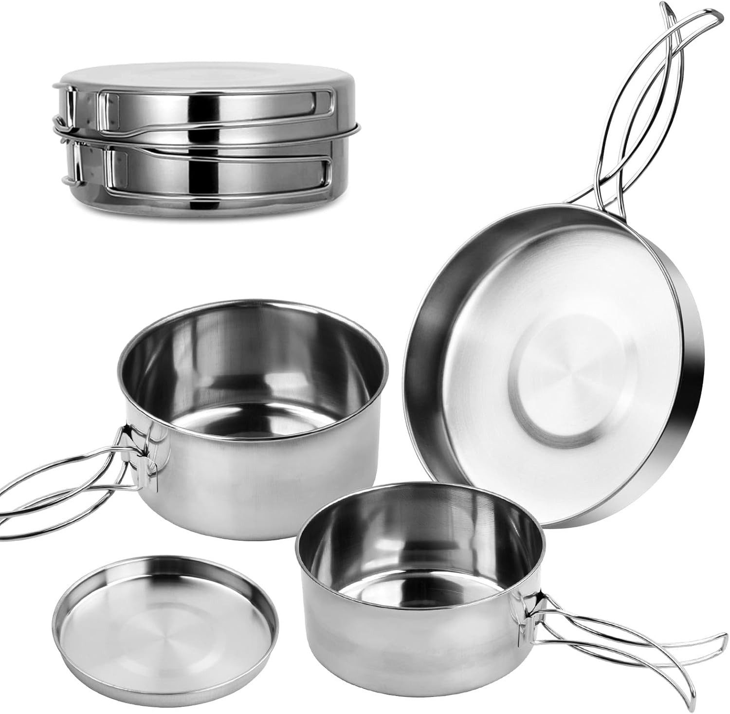 FELIXLEO Besteck-Set Camping Geschirr Set Edelstahl 4tlg Faltbar Topf 1-2 Personen (1-tlg)