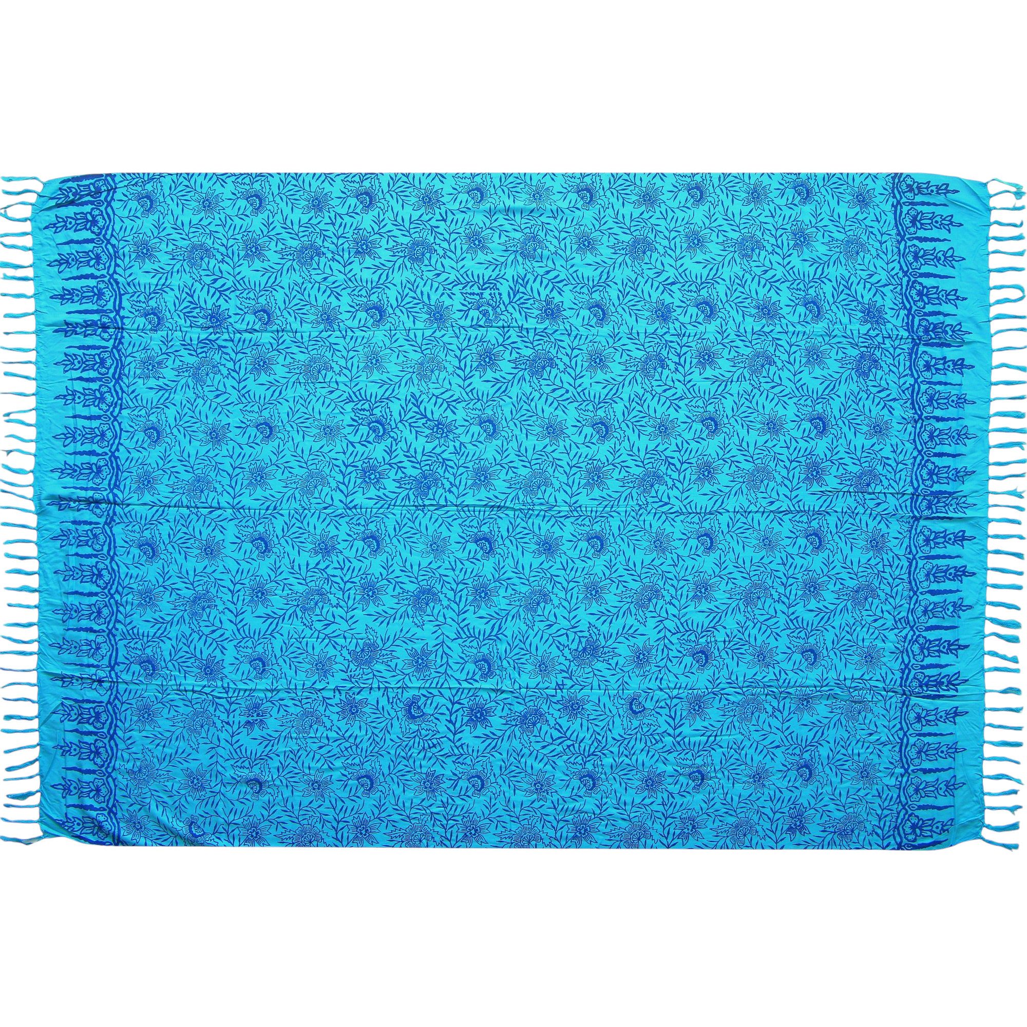Wogeka Sarong blickdichter Sarong blau als Strandtuch Strandkleid Wickelrock
