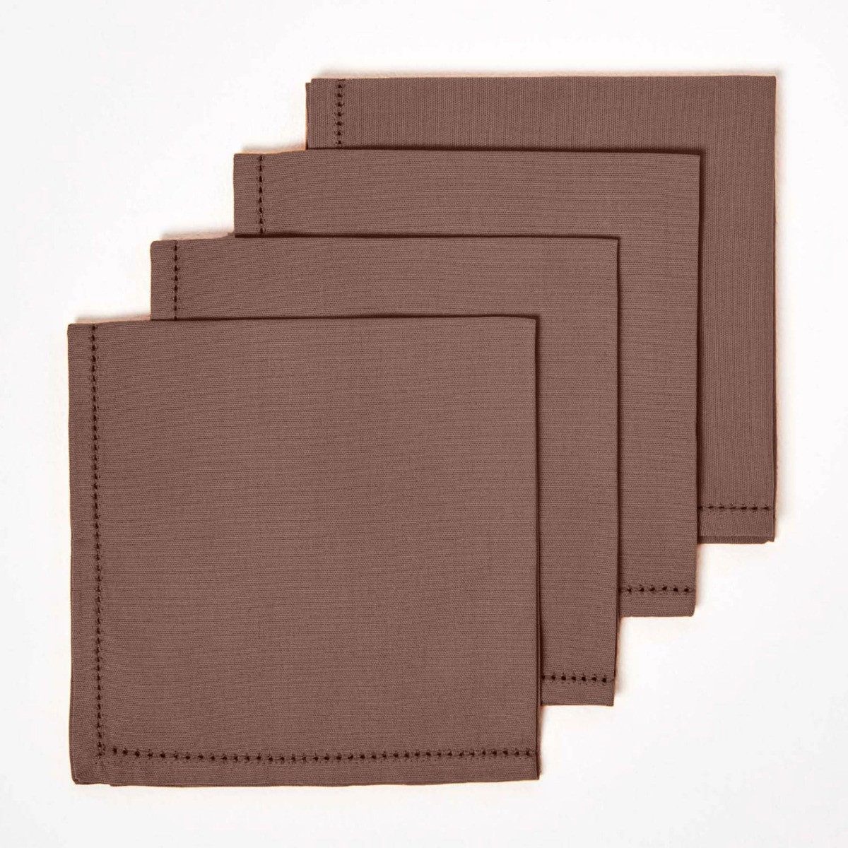 Homescapes Stoffserviette 4er-Set Stoffservietten braun – 45 x 45 cm, 100% Baumwolle