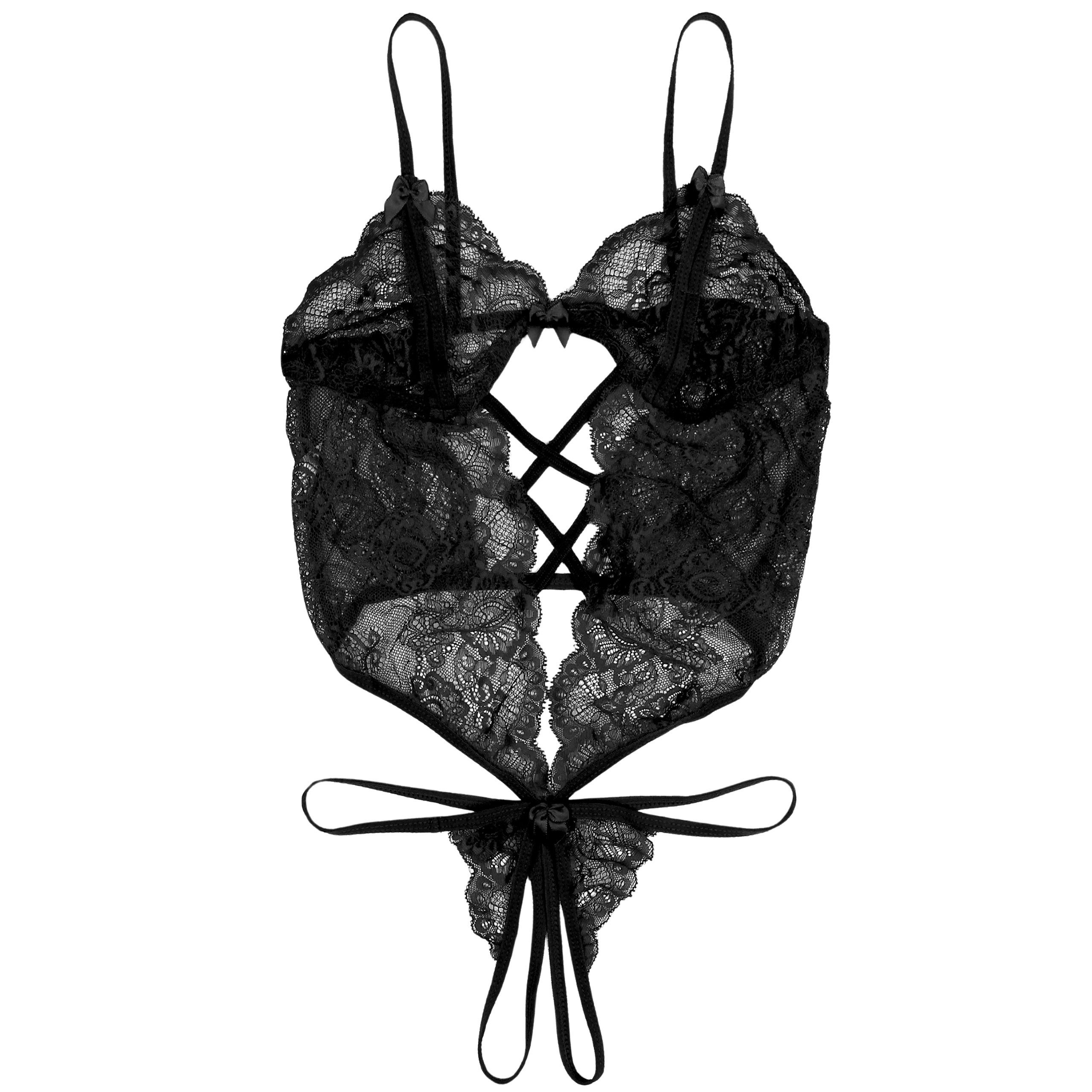 Sarcia.eu Body-Ouvert Sexy Spitzen-Body für Damen mit tiefem Ausschnitt und offenem Rücken