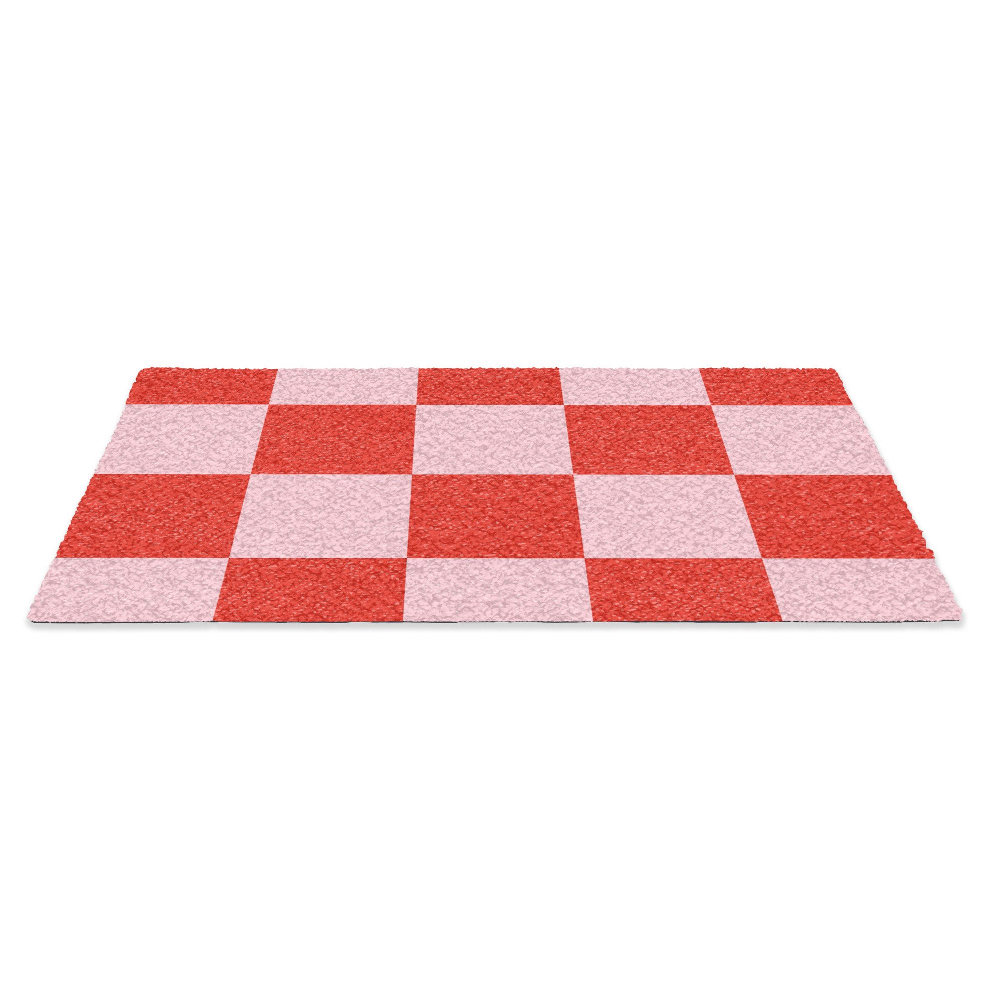 MuchoWow Fußmatte Schachbrettmuster - Rot - Rosa - Würfel, Rechteckig, inne günstig online kaufen