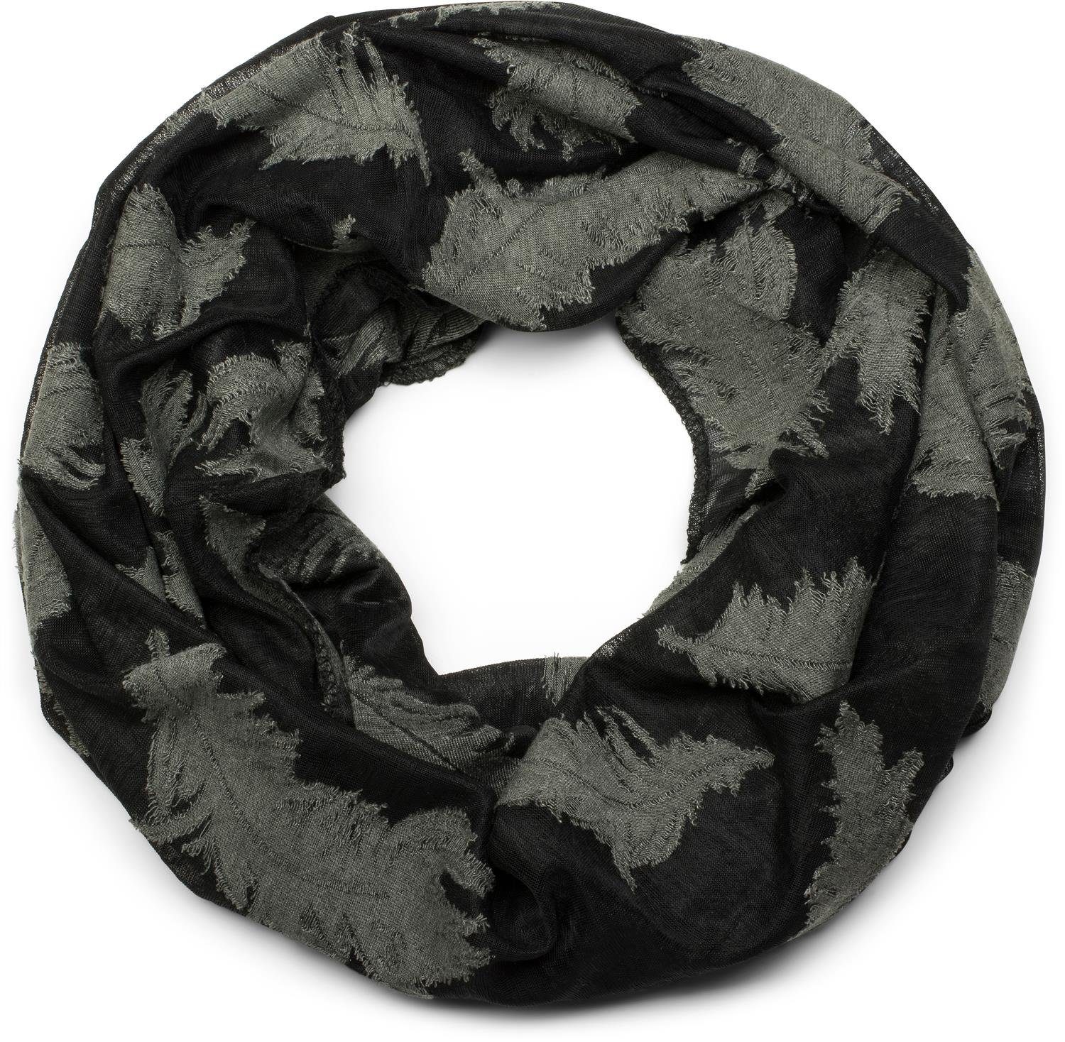 styleBREAKER Loop Loop Schal mit Feder Muster, (1-St) günstig online kaufen