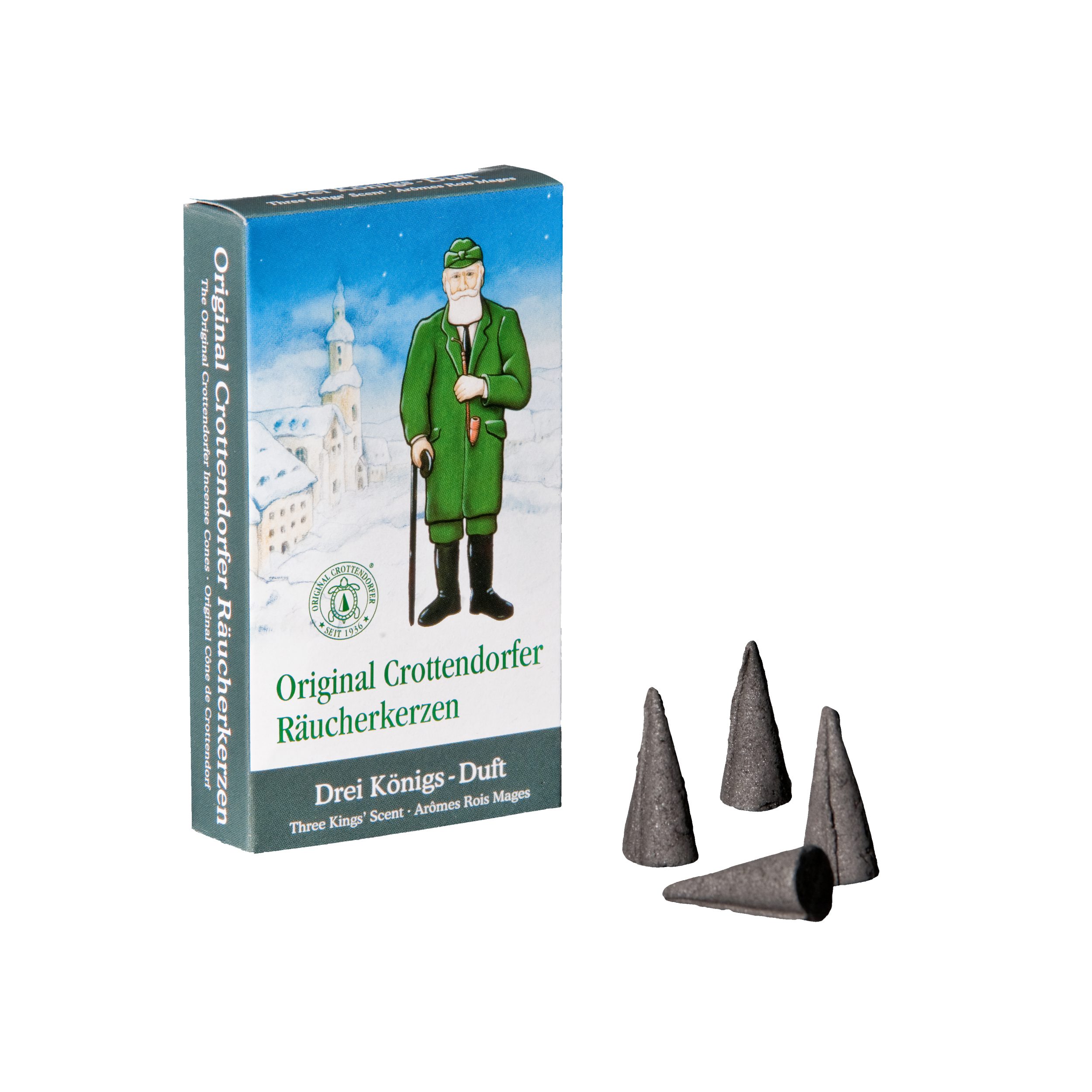 Crottendorfer Räucherkegel Original Crottendorfer Räucherkerzen Duft-Auswahl Weihnachtsdüfte (24 Stück pro Packung), Original Erzgebirge
