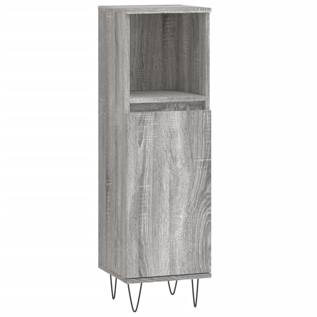 furnicato Badkommode Badezimmerschrank 30x30x100 cm Grau Sonoma mit Holzwerkstoff und Eisen (1 St), Feuchtigkeitsbeständiges Badregal mit flexibler Tür und Stauraum