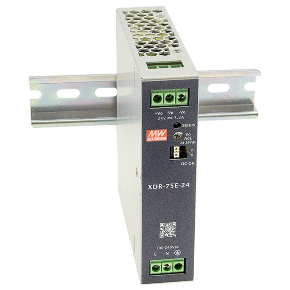 MeanWell MW Mean Well XDR-75E-24 Hutschienen-Netzteil (DIN-Rail) 24 V 3.2 A 76 Hutschienen-Netzteil
