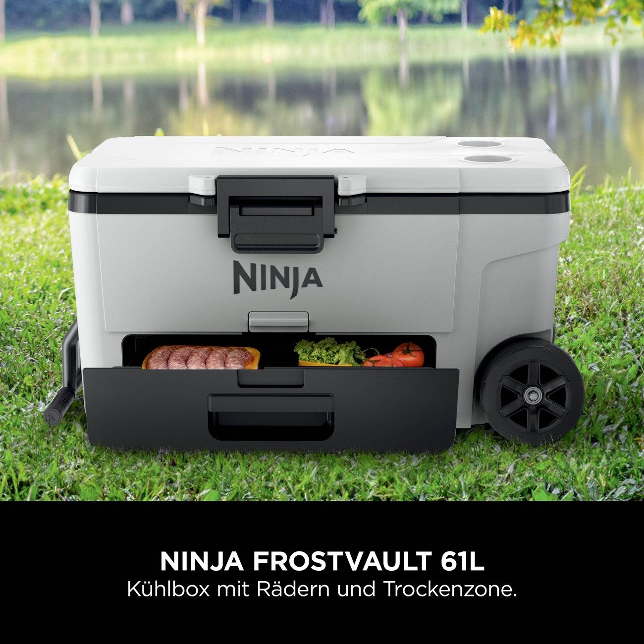 NINJA Outdoor-Flaschenkühler FrostVault FB265EUUKWH, 61 Liter Kapazität, robuste Räder und Tragegriffe