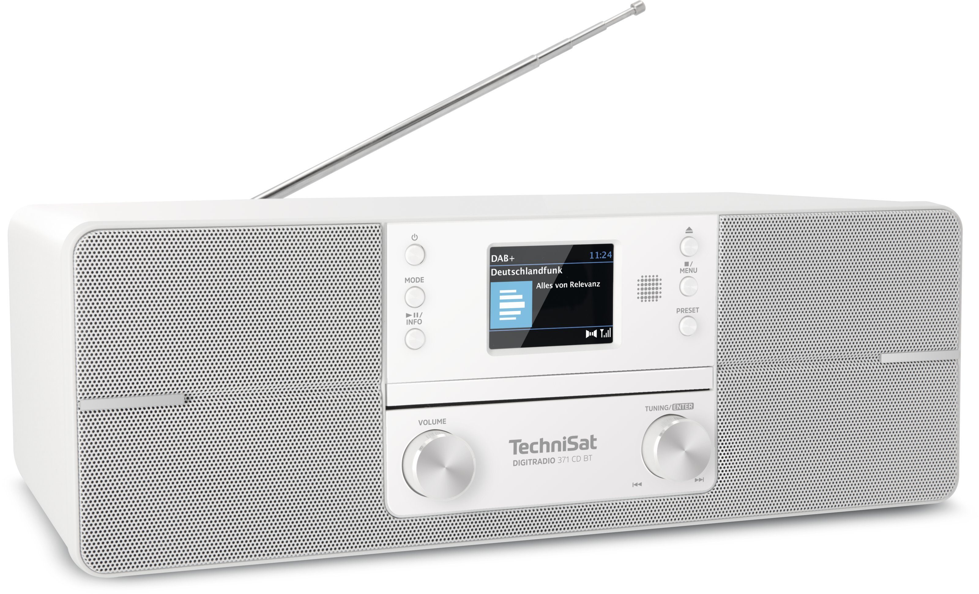 TechniSat DIGITRADIO 371 (DAB) UKW, CD-Player, CD Fernbedienung) Inklusive BT (Digitalradio (DAB), weiß W, 10,00 Radiowecktimer, Bluetooth, Digitalradio