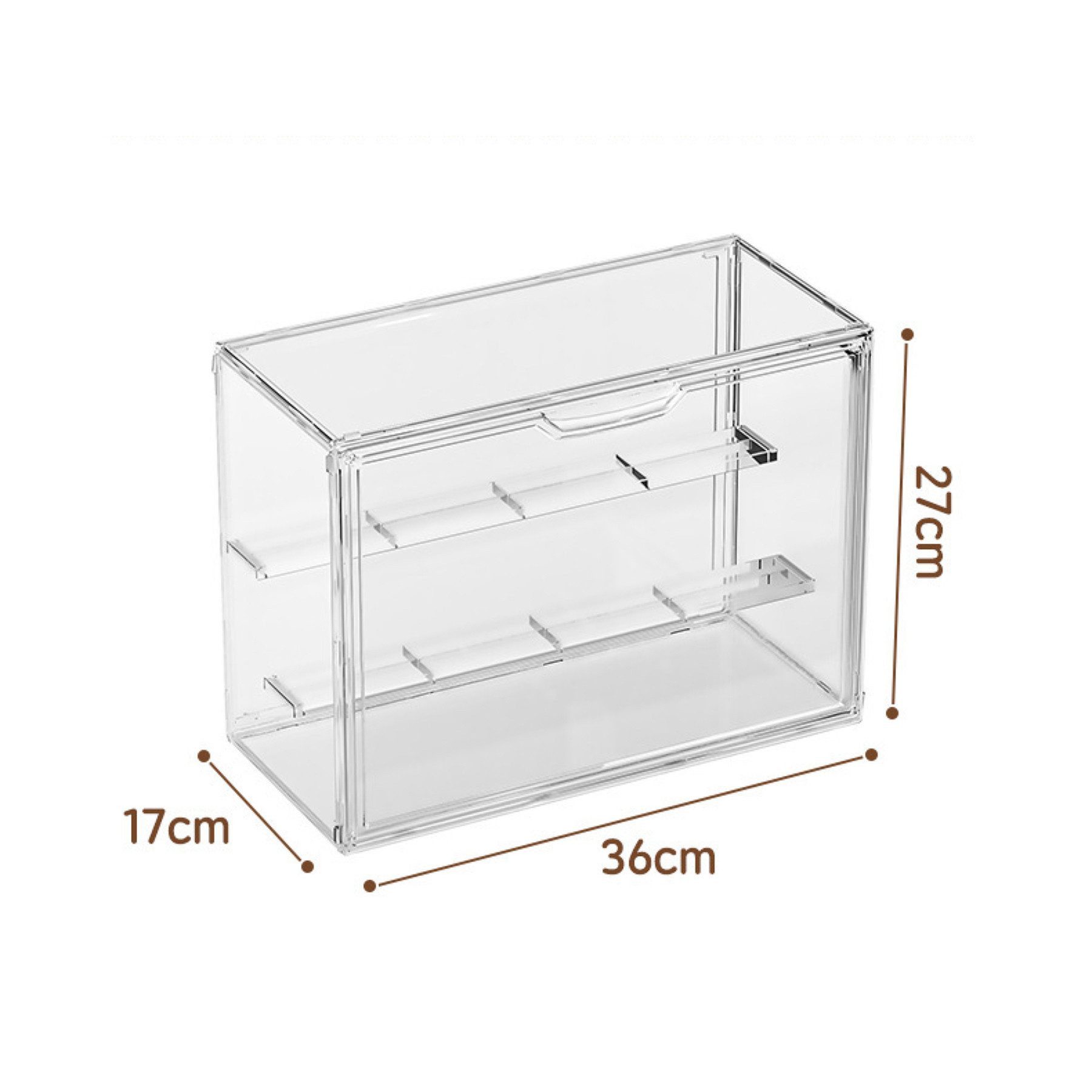 HoyoLee Handels GmbH Schrankaufsatz Acryl-Vitrine, Displaybox 36×17×27 cm mit Trennwand für Figuren