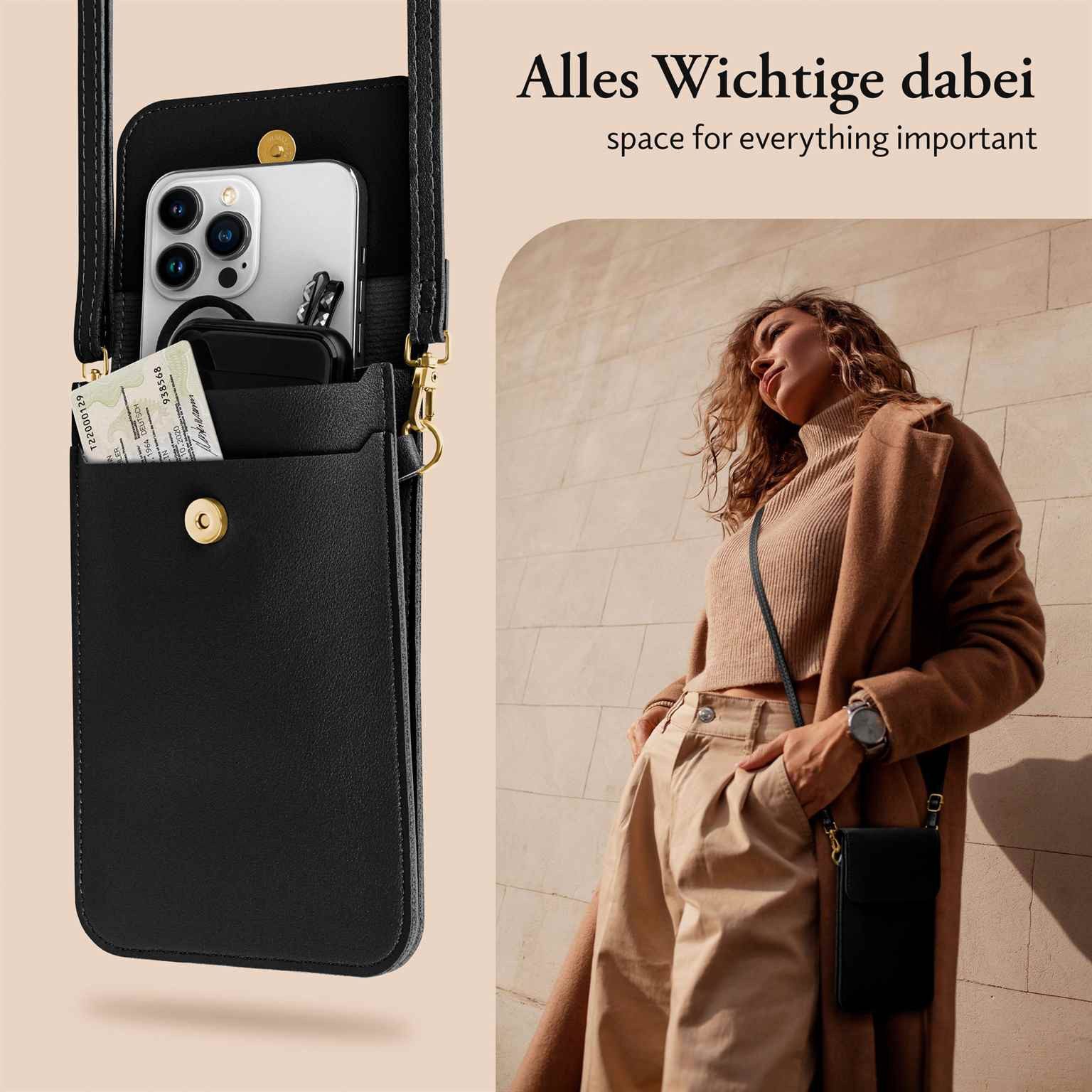 moex Handyhülle moex® CitySling für Fairphone 4, Handytasche zum Umhängen kleine Handtasche mit Handyfach Touch-Fenster