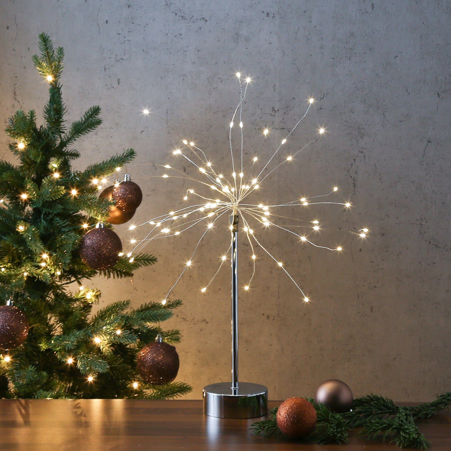 LED Dekolicht LED Stern Feuerwerk Leuchtstern Tischleuchte Weihnachtsdeko Timer 50cm