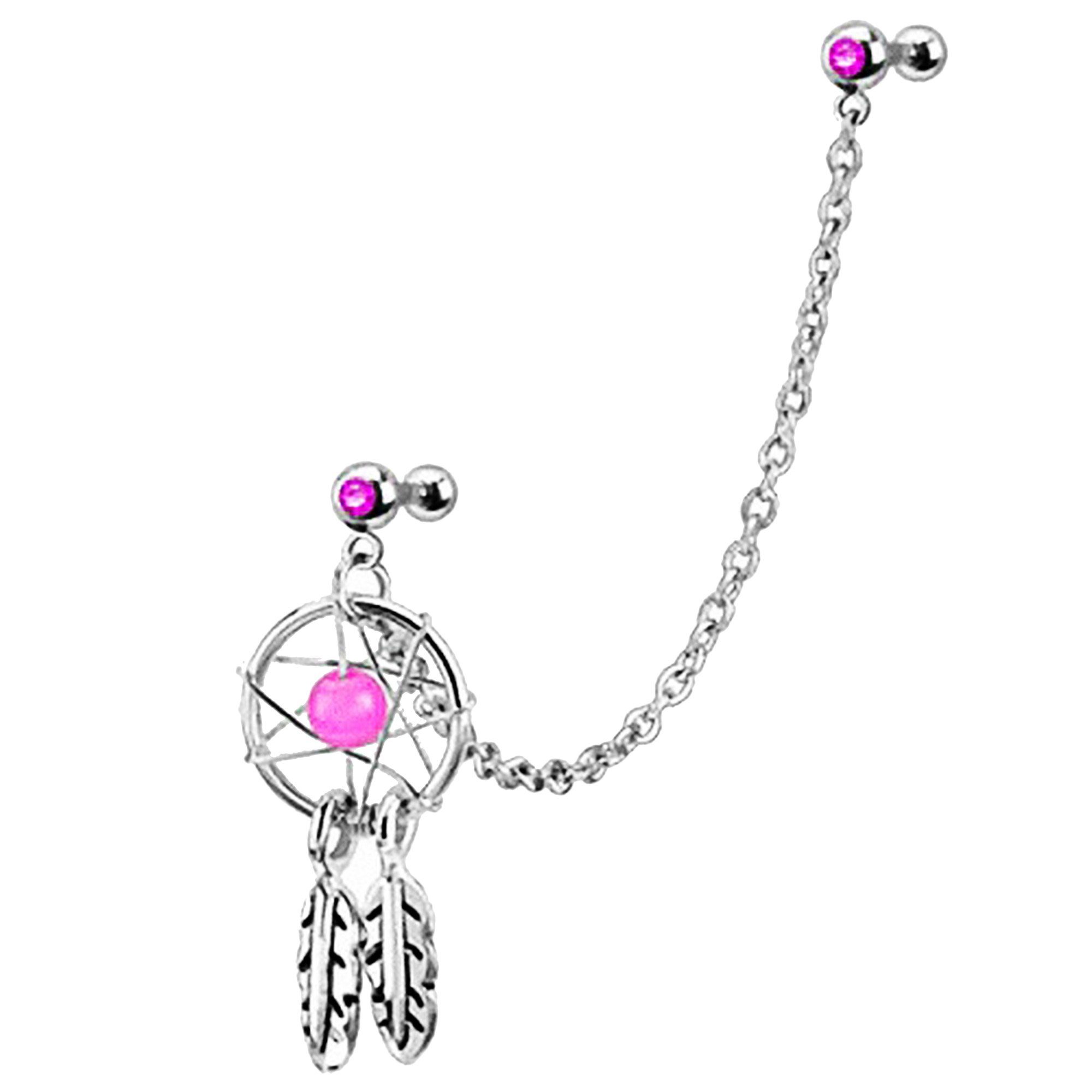Taffstyle Piercing-Set Helix Tragus Ohrpiercing mit Kette Kristall Traumfänger, Ohr Chirurgenstahl Helix Ohrpiercing Cartilage Stab Barbell Anhänger