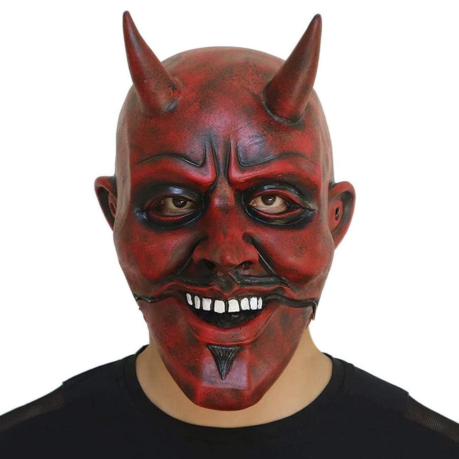 LuxusKollektion Verkleidungsmaske Halloween Maske Rot Teufel Latex One Size