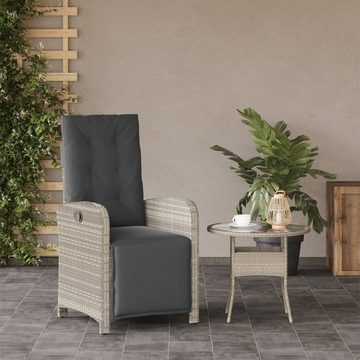 vidaXL Gartenstuhl Gartensessel mit Fußteil Verstellbar Hellgrau Poly Rattan (1 St)