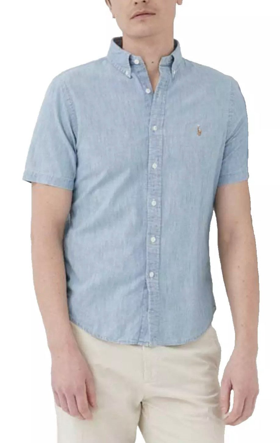 Polo Ralph Lauren Kurzarmhemd Herren Hemd Slim Fit Klassisches Retro-Shirt aus Baumwolle Leicht und atmungsaktiv, Rückenpasse mit Falte, Slim Fit