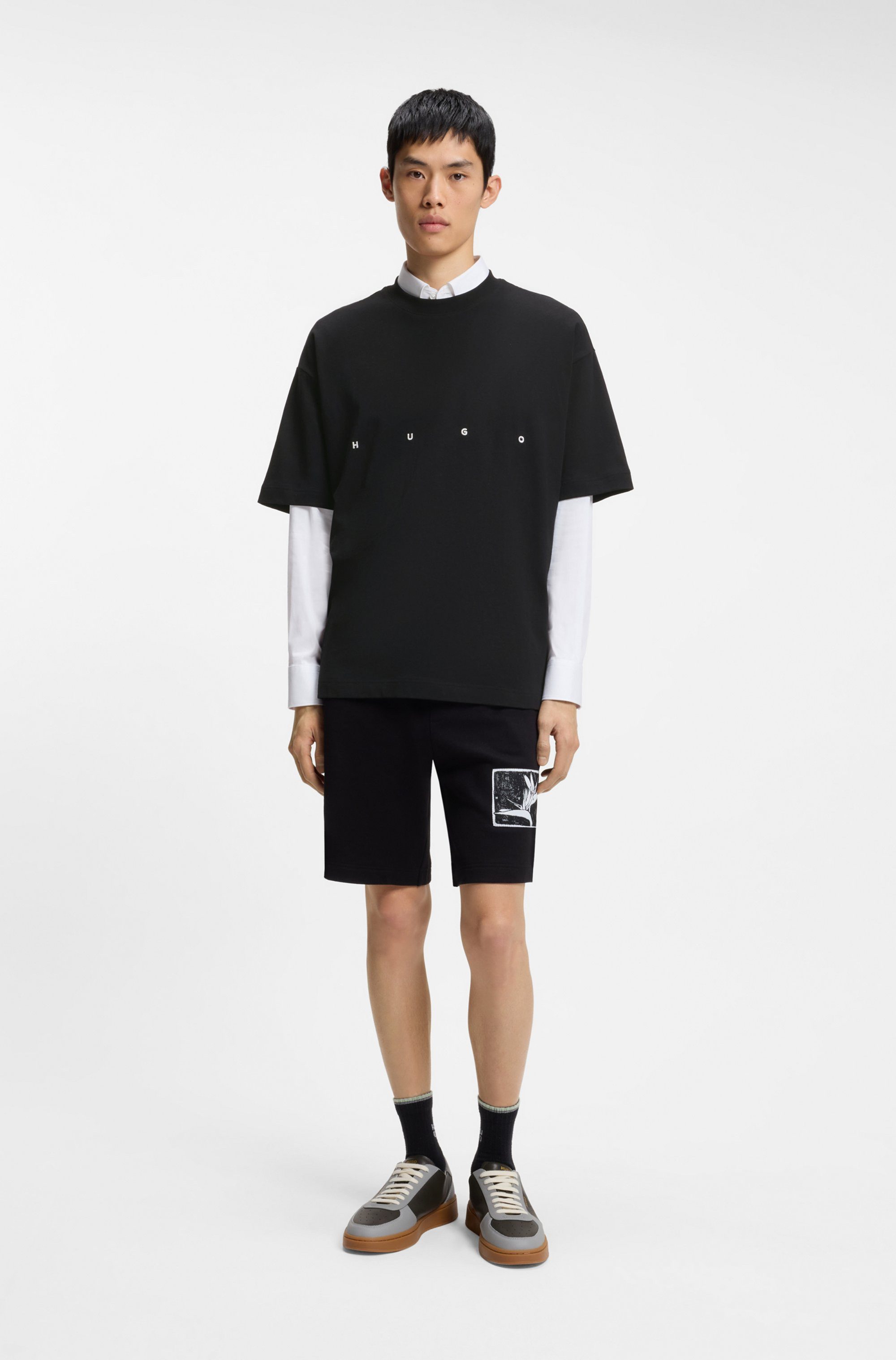 HUGO T-Shirt Dariso Basic, Oversize Fit, reine Baumwolle