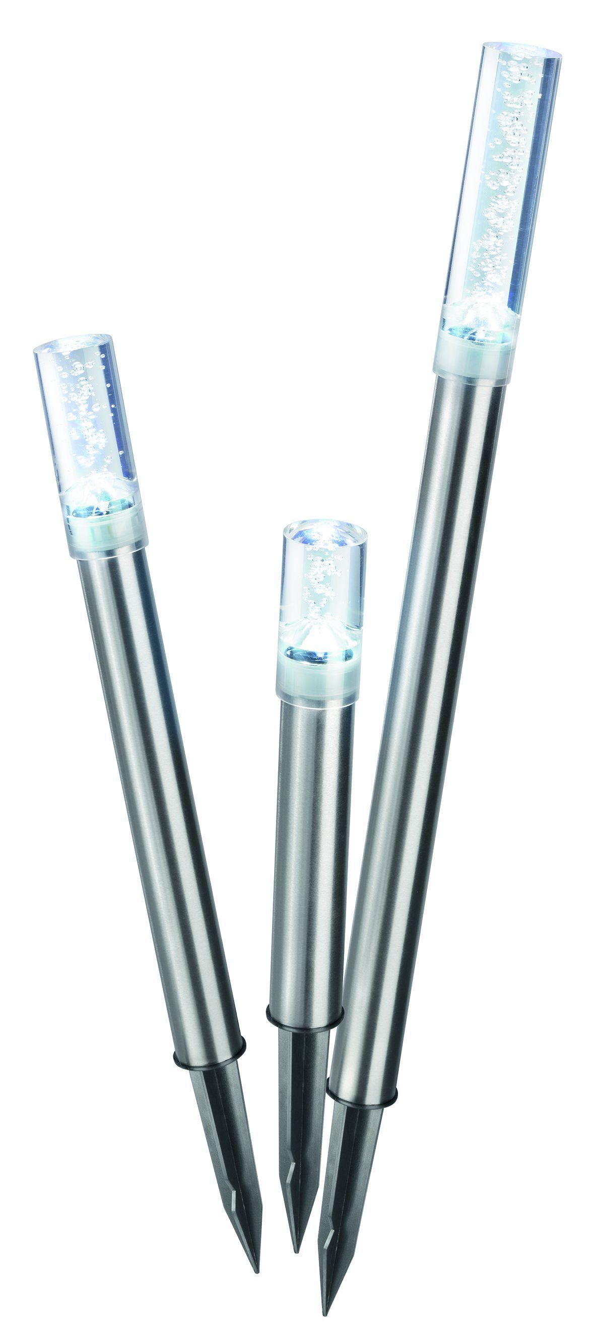 Solarleuchte 6000K Solar LED Designleuchten kaltweiß Lichtfarbe TrioSticks esotec