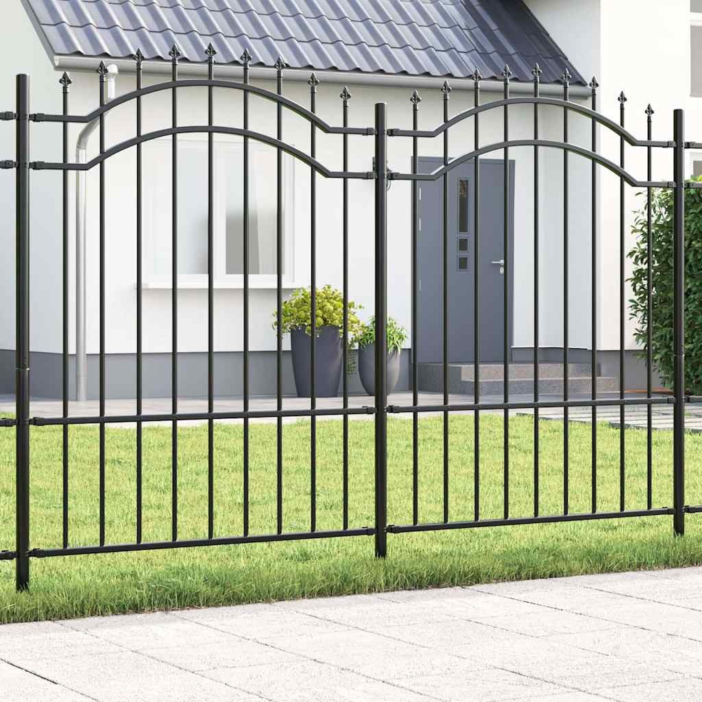 furnicato Zaun Moderner Gartenzaun 240x190 cm in Grau aus pulverbeschichtetem Stahl, (1-St), UV-beständige Umzäunung, witterungsfest für Blumenbeete und Gärten