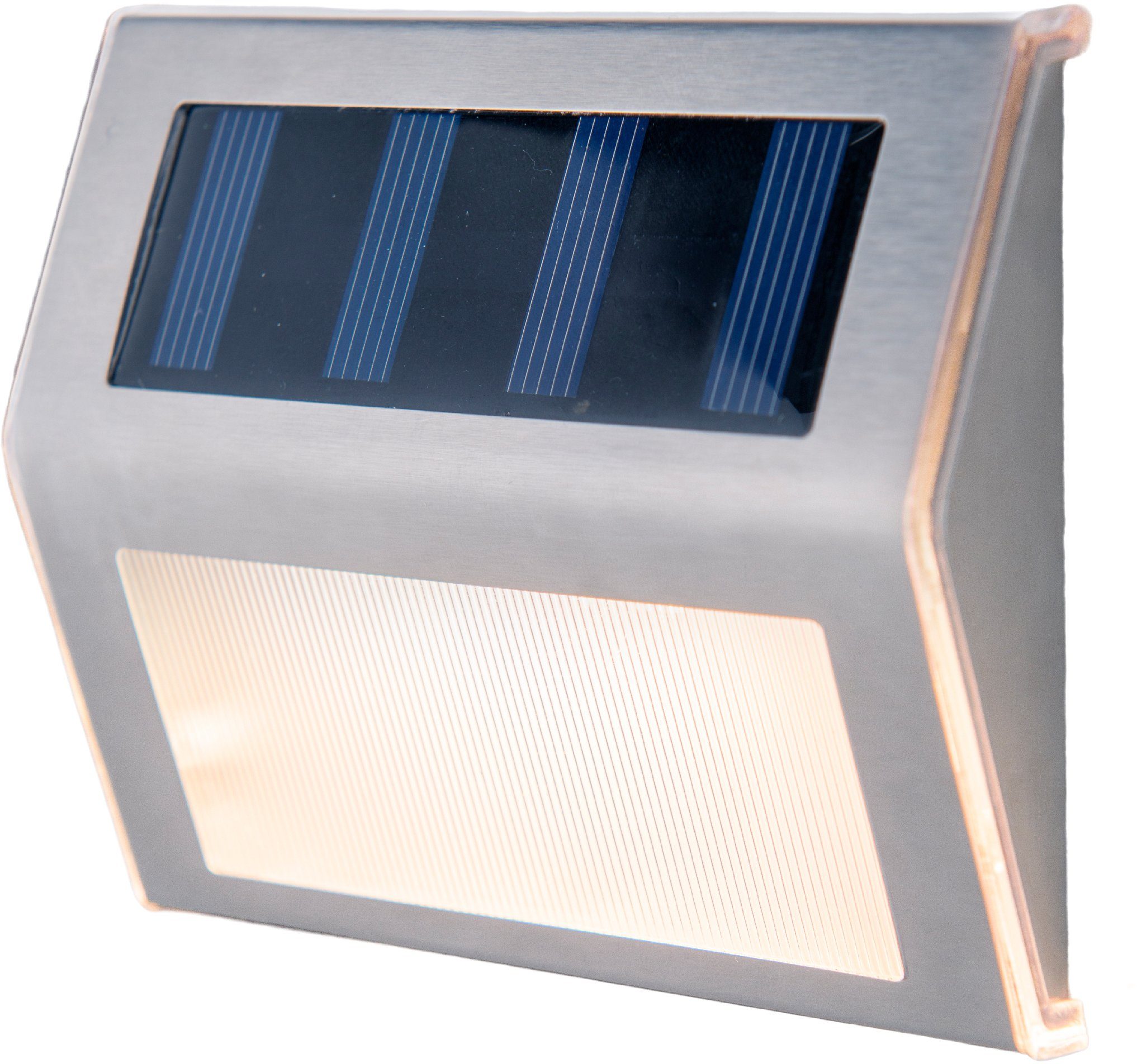 LED 0,06W, 4er integriert, Solarleuchten,incl. Warmweiß, Lights, metall-blank, Outoor LED / 5x LED´s fest näve warmweiß LED Solarleuchte