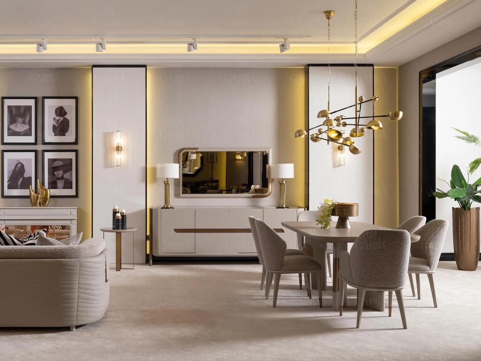 Esszimmer-Set Beige Essgruppe mit Esstisch und bequemen Stühlen aus Holz